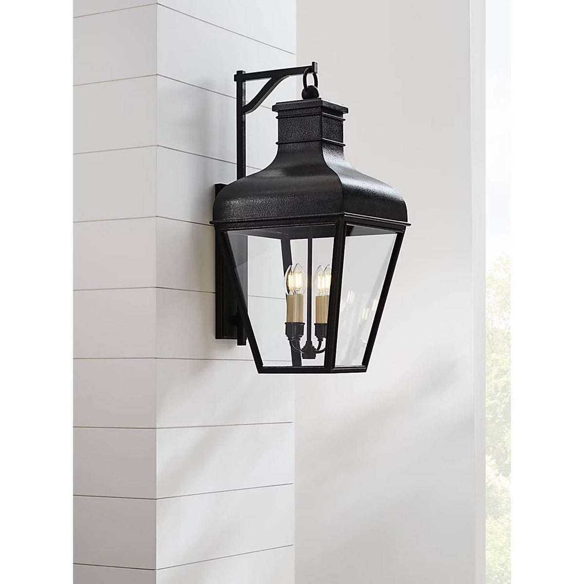 Chapman & Myers Fremont Medium Bracketed Wall Lantern in French Rust with Clear Glass W13" x H27" x E15.5"