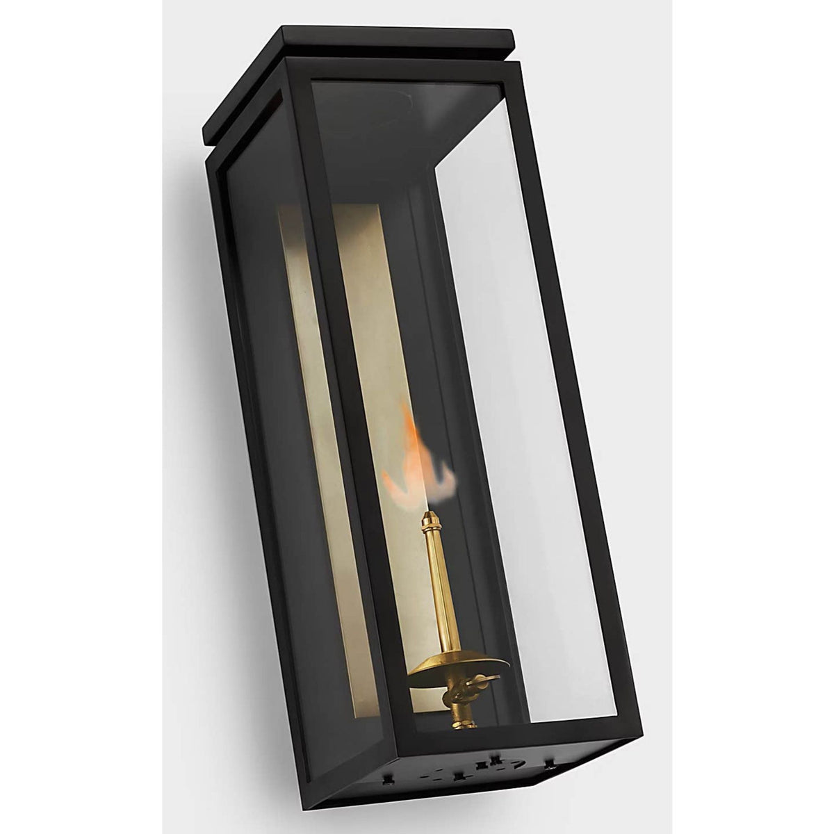 Chapman & Myers Fresno Large 3/4 Gas Wall Lantern in Matte Black with Clear Glass W7" x H20.25" x E8.25"