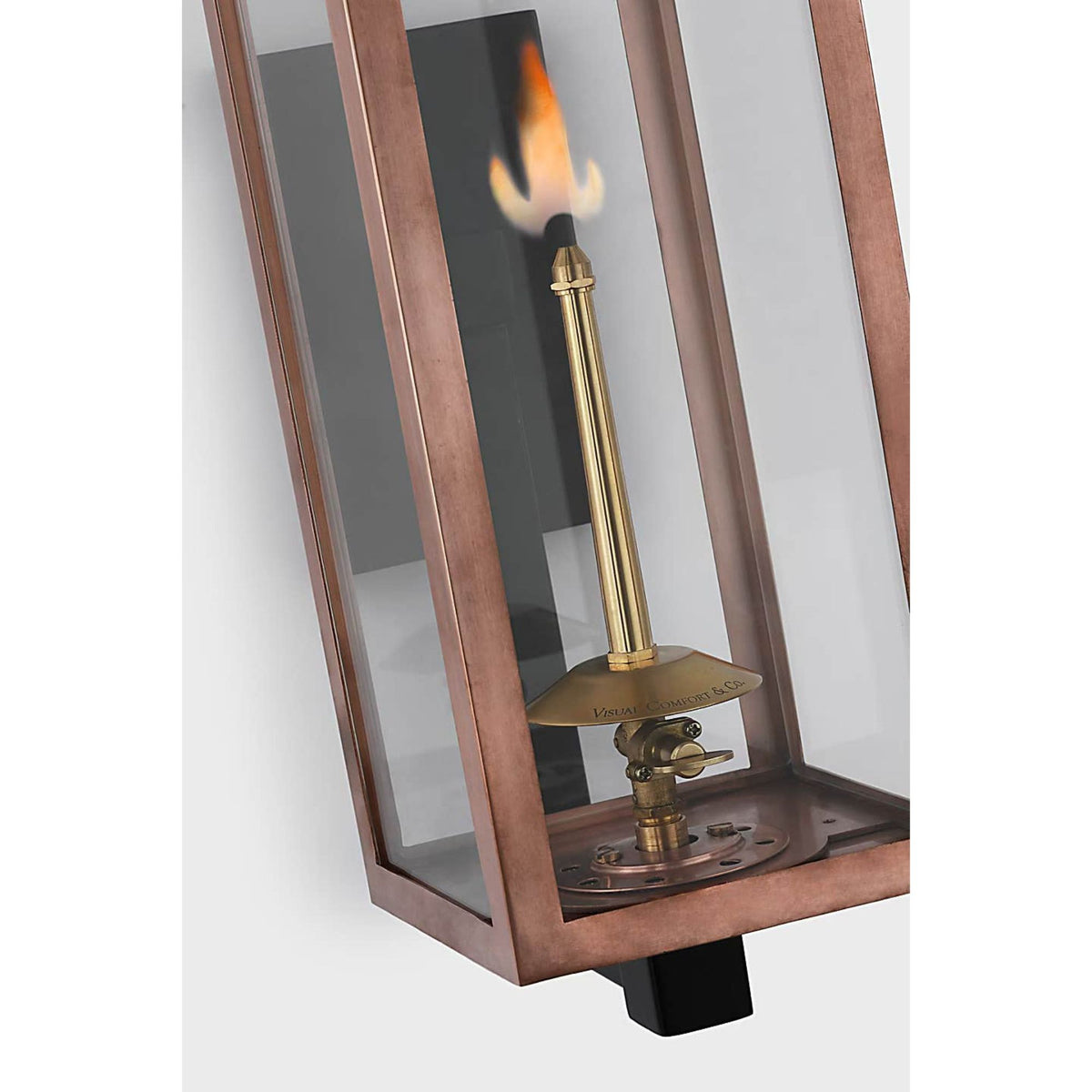 Chapman & Myers Fresno Large Bracketed Gas Wall Lantern in Soft Copper with Clear Glass W6" x H22.75" x E9.25"