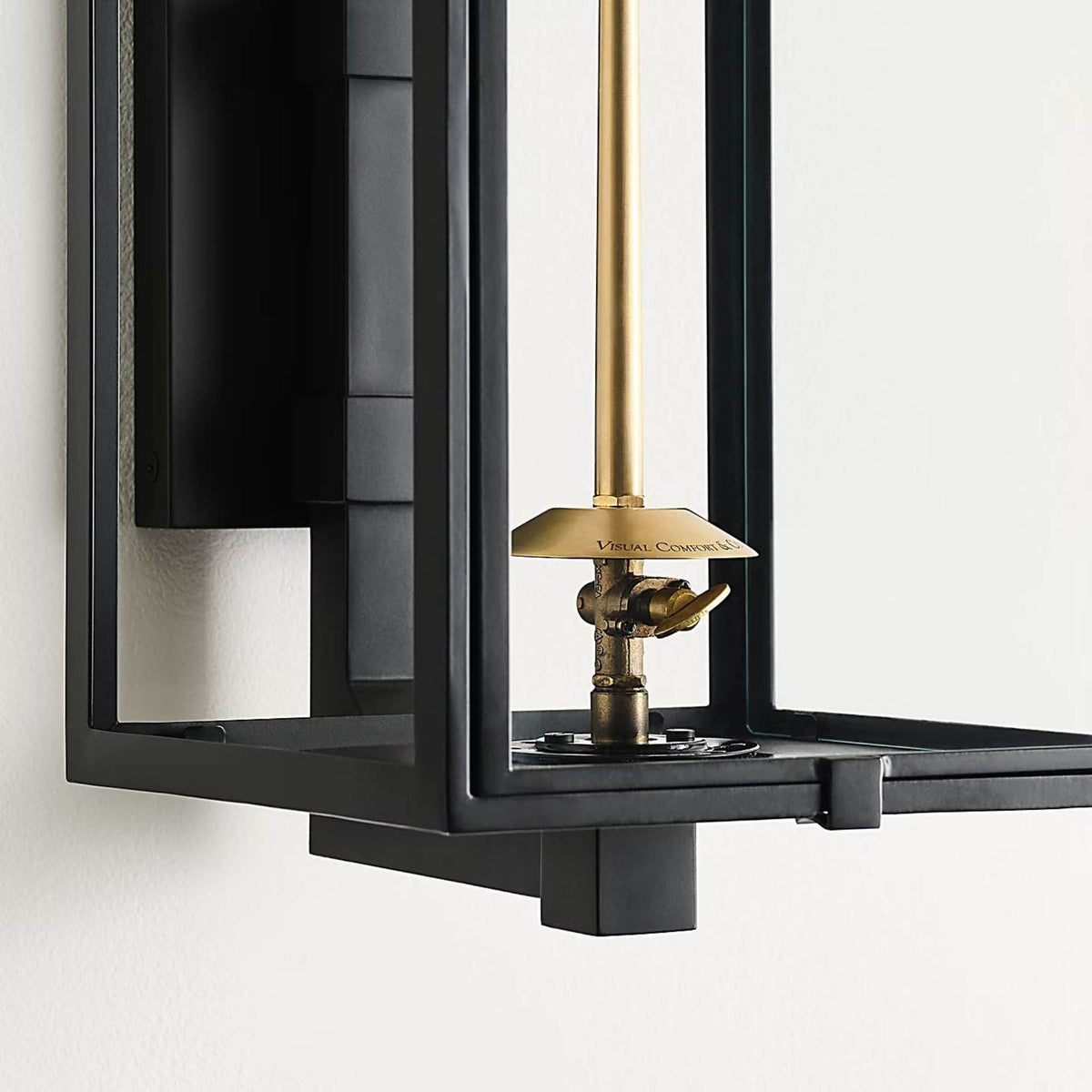 Chapman & Myers Fresno Grande Bracketed Gas Wall Lantern in Matte Black with Clear Glass W9" x H30.5" x E12.25"