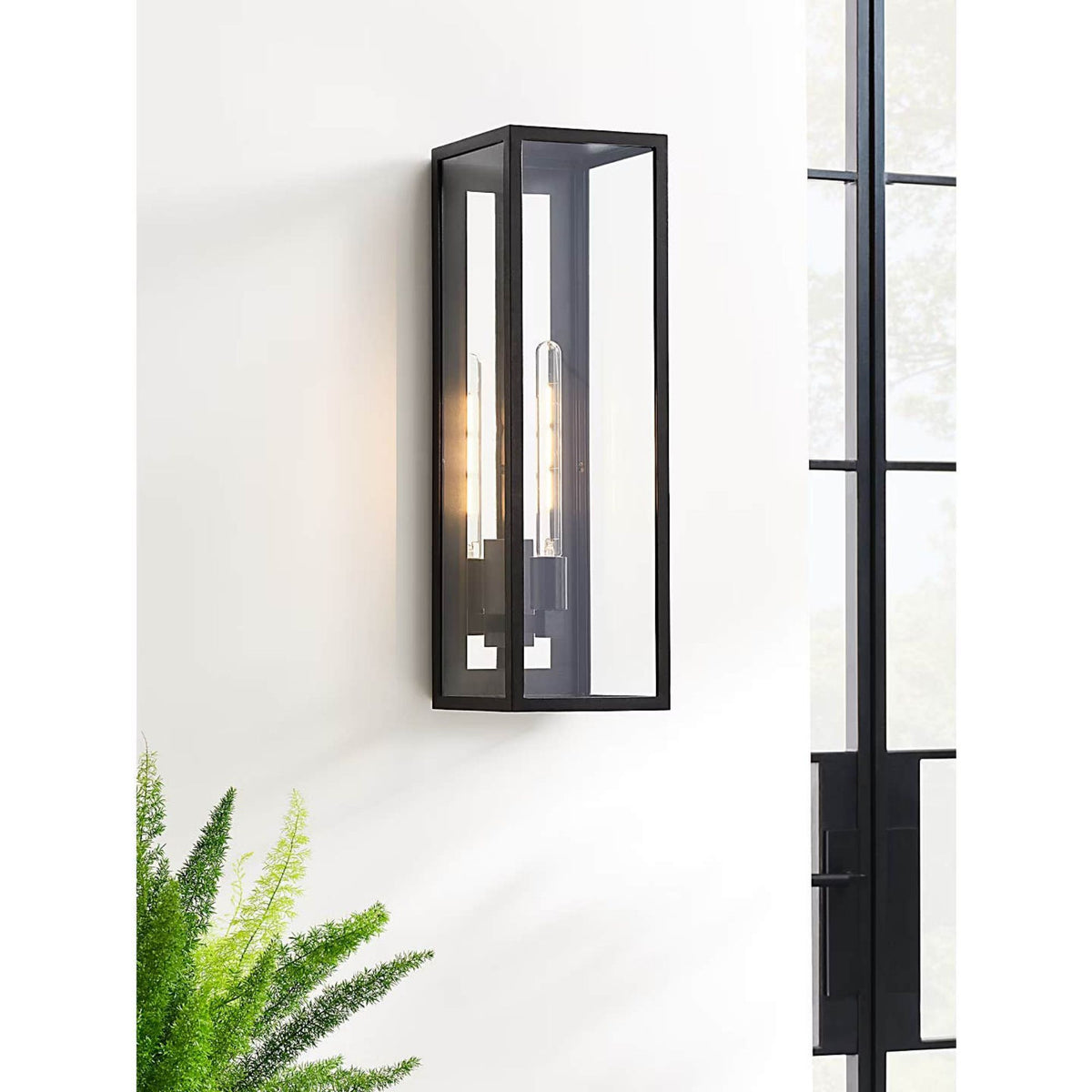 Chapman & Myers Fresno Grande 3/4 Wall Lantern in Aged Iron with Clear Glass W8" x H26" x E8.75"