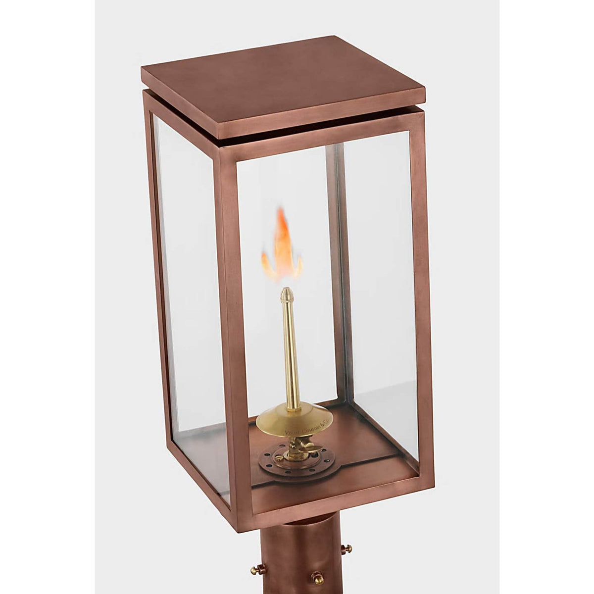 Chapman & Myers Fresno Medium Gas Post in Soft Copper with Clear Glass W8" x H21.75"