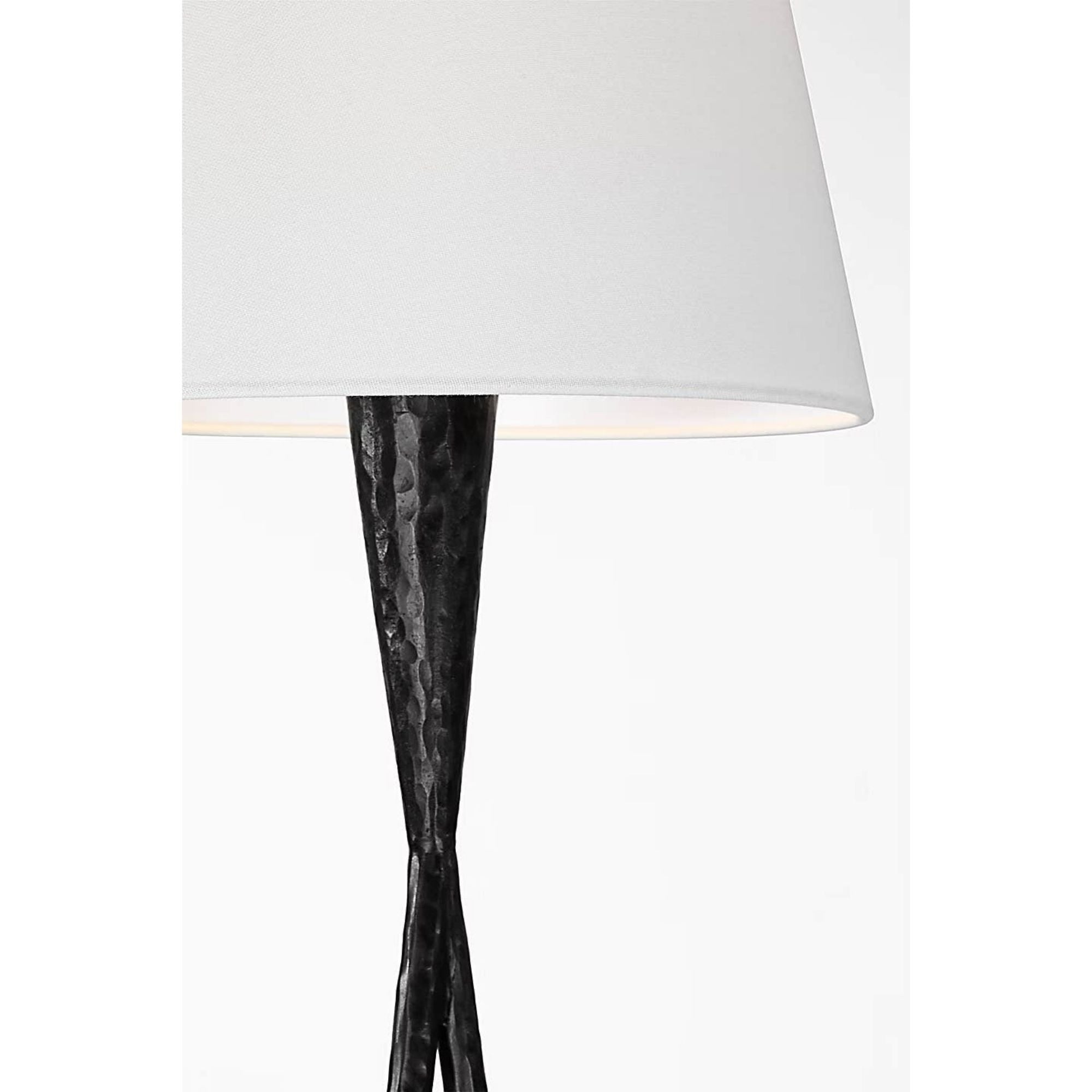 Ian K. Fowler Cesta 60" Sculpted Floor Lamp in Aged Iron with Linen Shade W22" x H60"