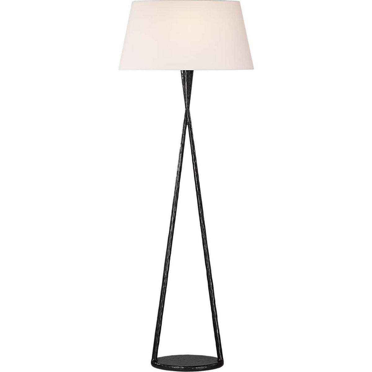 Ian K. Fowler Cesta 60" Sculpted Floor Lamp in Aged Iron with Linen Shade W22" x H60"