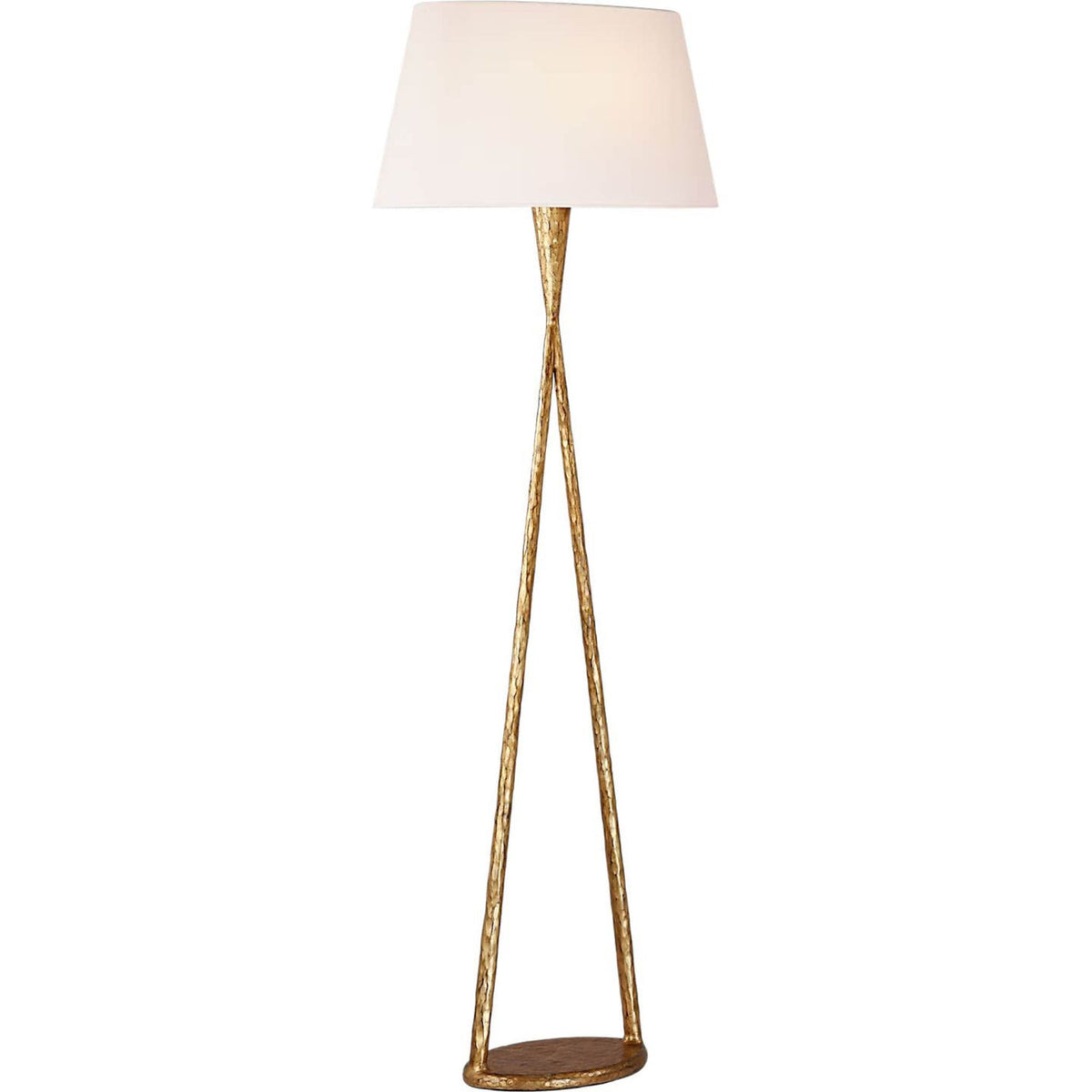 Ian K. Fowler Cesta 60" Sculpted Floor Lamp in Gilded Iron with Linen Shade W22" x H60"