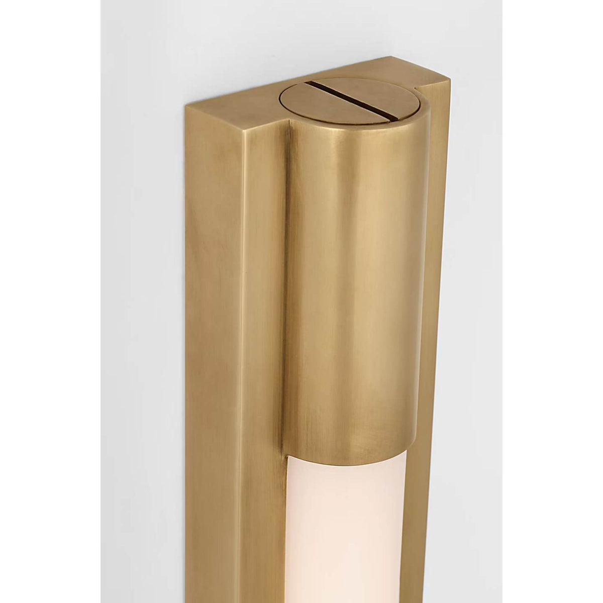 Ian K. Fowler Ellington 16" Slimline Bath Light in Hand-Rubbed Antique Brass with White Glass W3" x H16" x E1.75"
