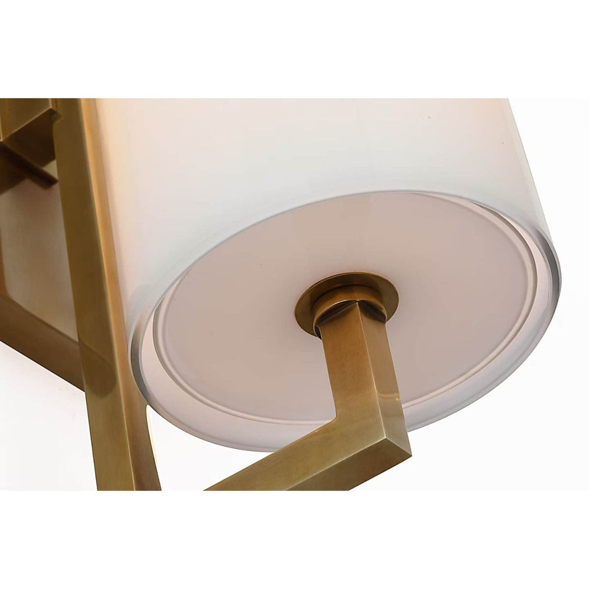 Ian K. Fowler Bowen 16" Linear Bath Sconce in Hand-Rubbed Antique Brass with White Glass Shade W4.5" x H16" x E6.5"