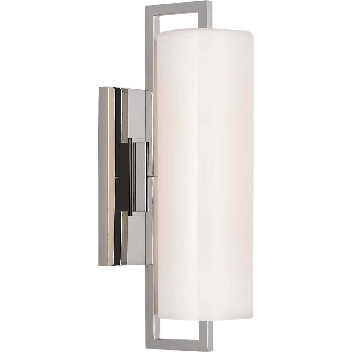 Ian K. Fowler Bowen 16" Linear Bath Sconce in Polished Nickel with White Glass Shade W4.5" x H16" x E6.5"