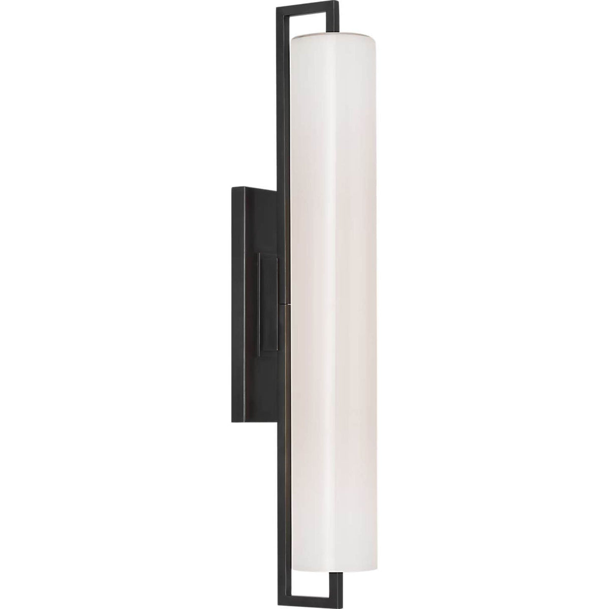Ian K. Fowler Bowen 21" Linear Bath Sconce in Bronze with White Glass Shade W3" x H21" x E5"