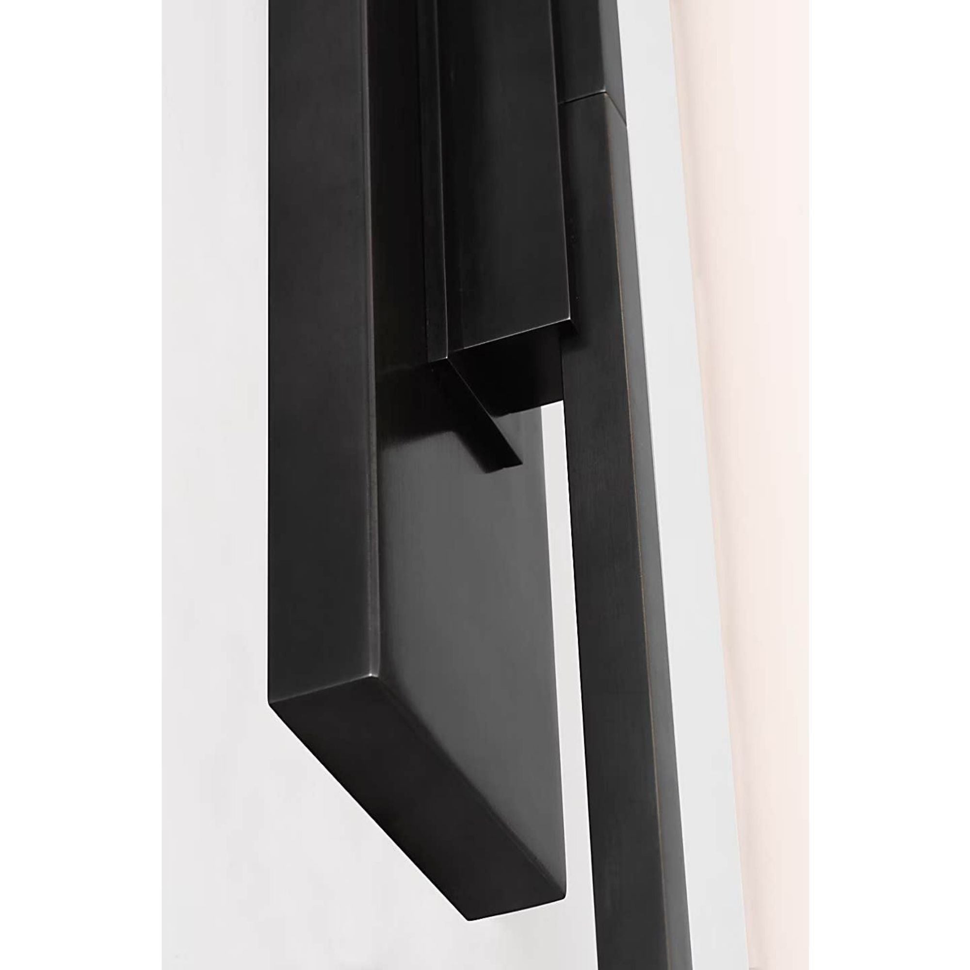 Ian K. Fowler Bowen 21" Linear Bath Sconce in Bronze with White Glass Shade W3" x H21" x E5"