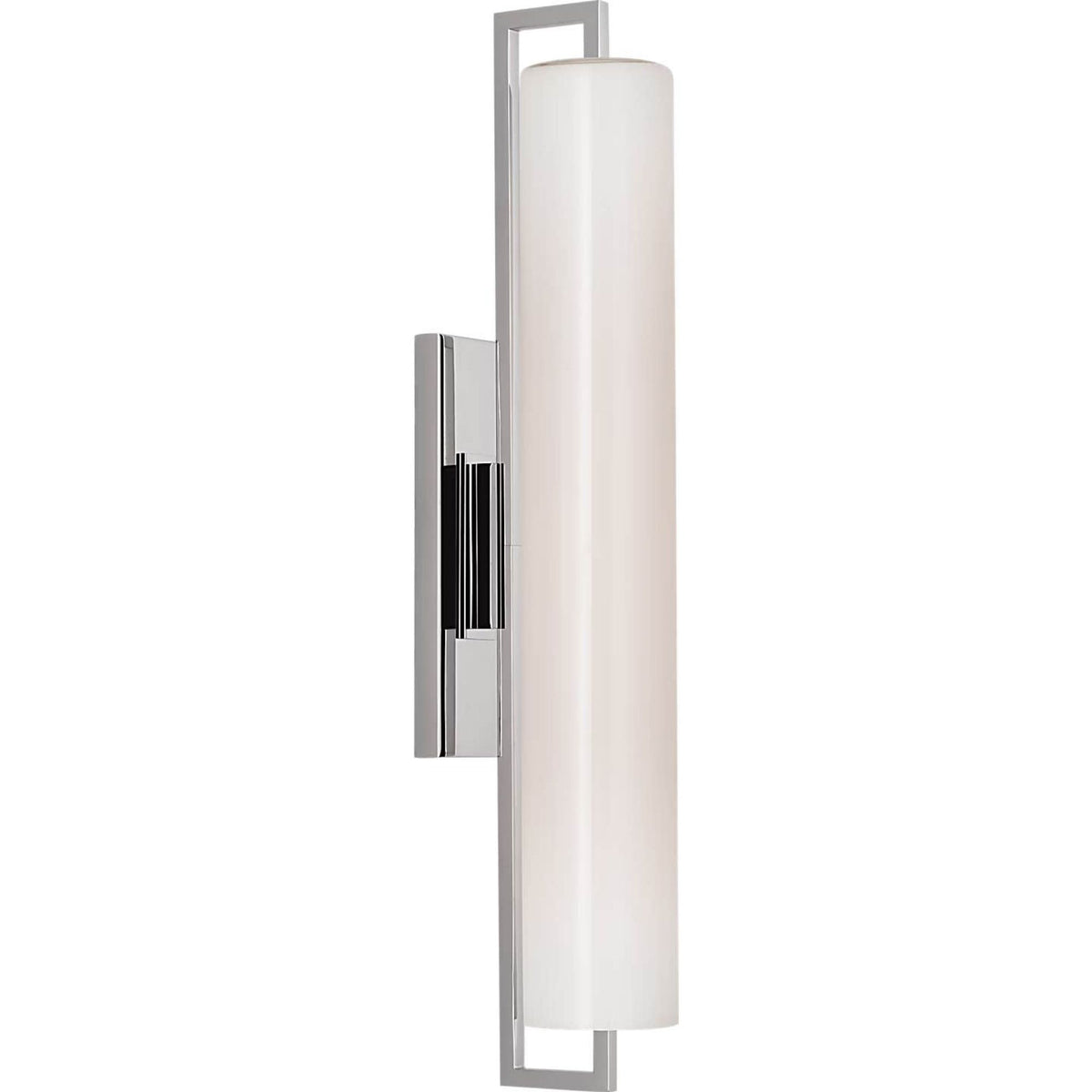 Ian K. Fowler Bowen 21" Linear Bath Sconce in Polished Nickel with White Glass Shade W3" x H21" x E5"