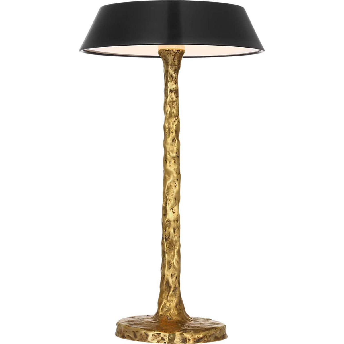 Ian K. Fowler Ilosi 12" Sculpted Rechargeable Table Lamp in Hand-Rubbed Antique Brass with Bronze Shade W7" x H12"