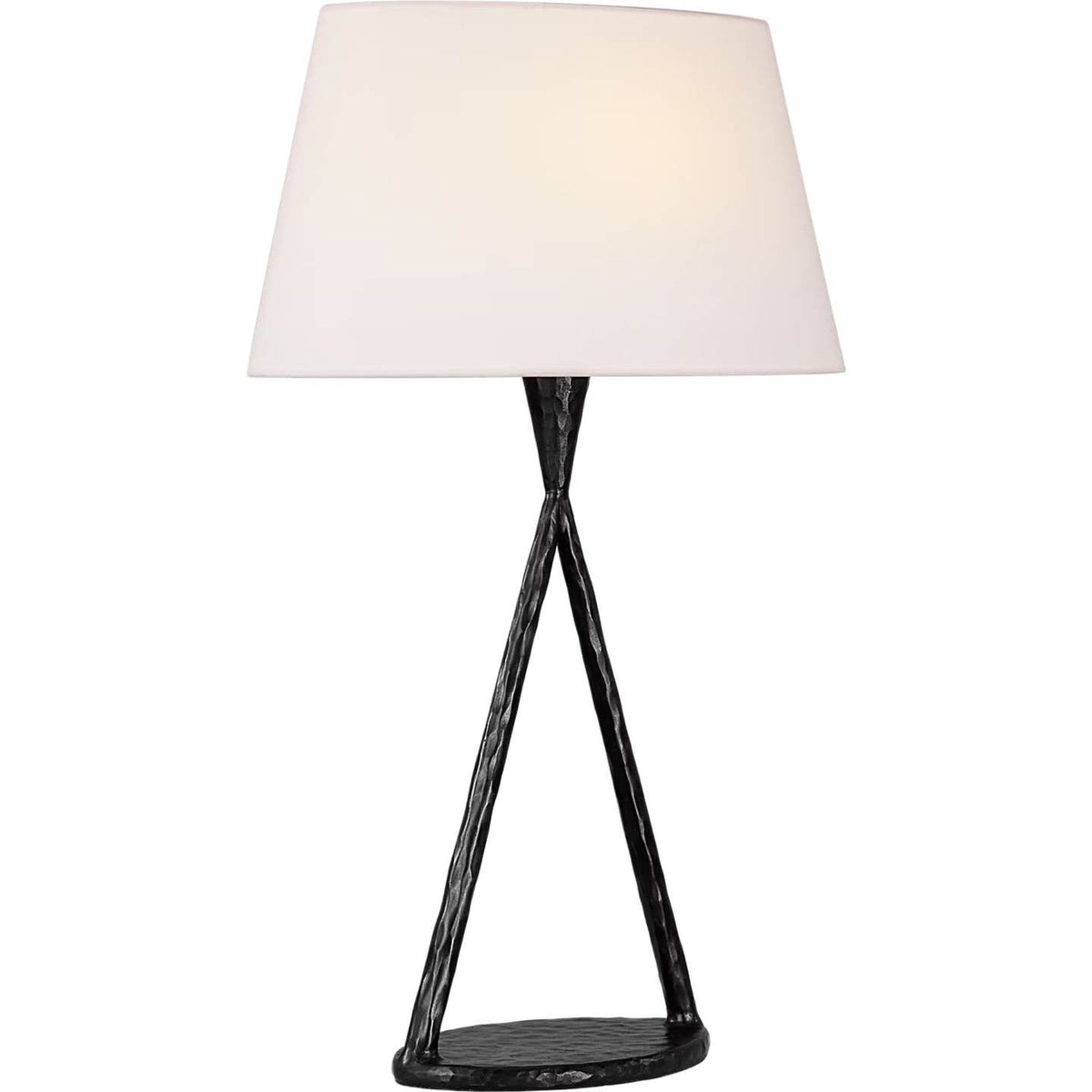 Ian K. Fowler Cesta 28" Sculpted Table Lamp in Aged Iron with Linen Shade W17.75" x H28"