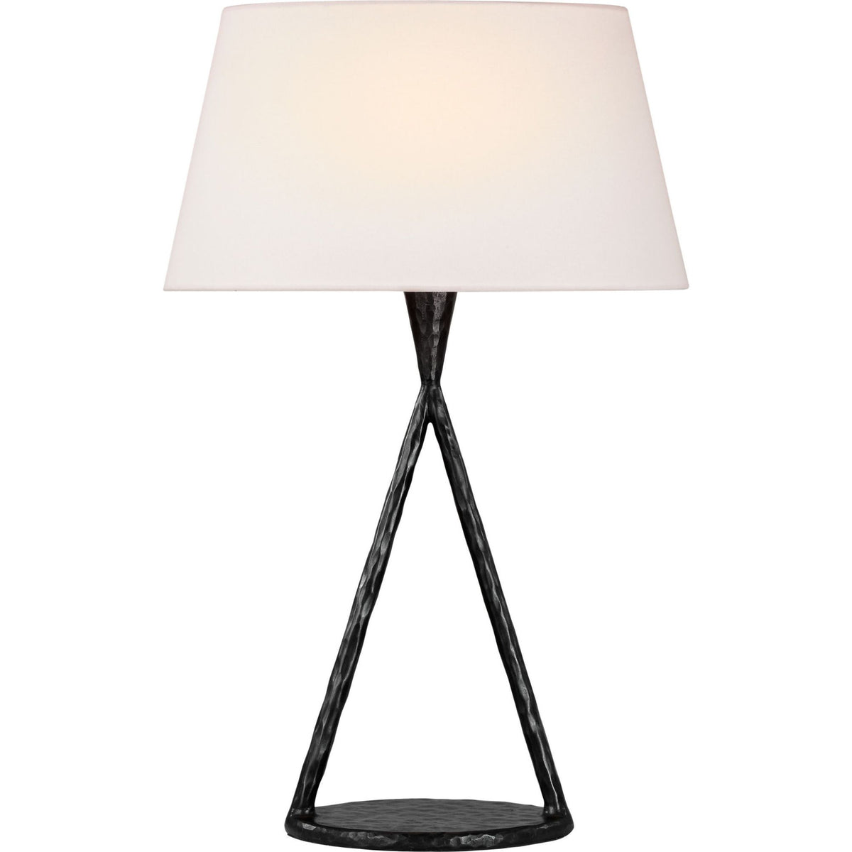 Ian K. Fowler Cesta 28" Sculpted Table Lamp in Aged Iron with Linen Shade W17.75" x H28"