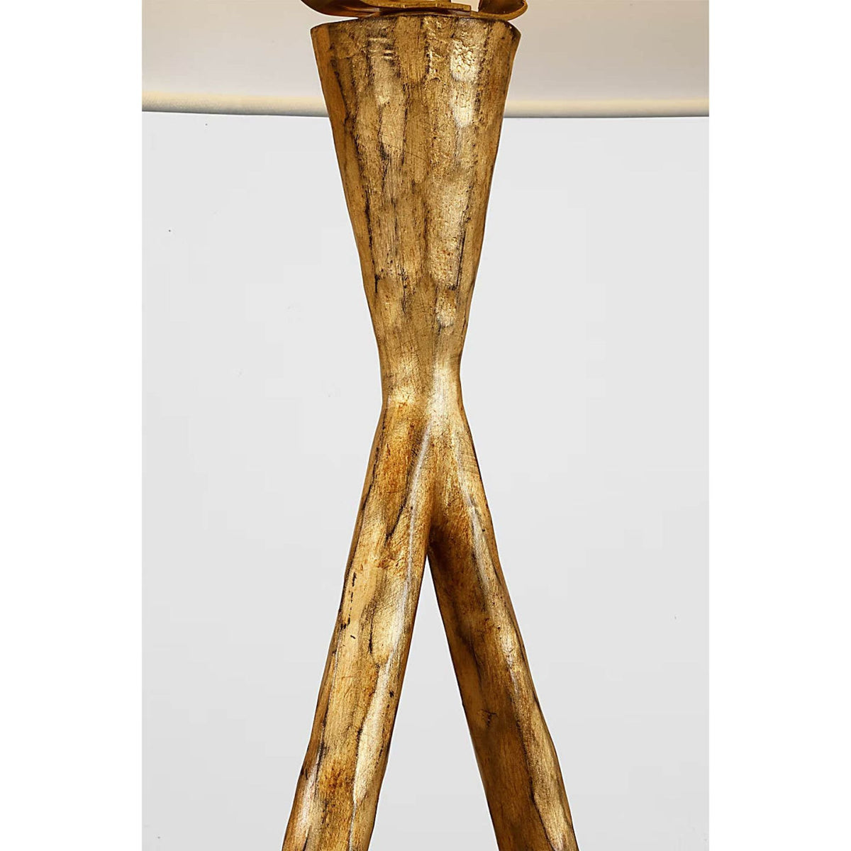 Ian K. Fowler Cesta 28" Sculpted Table Lamp in Gilded Iron with Linen Shade W17.75" x H28"