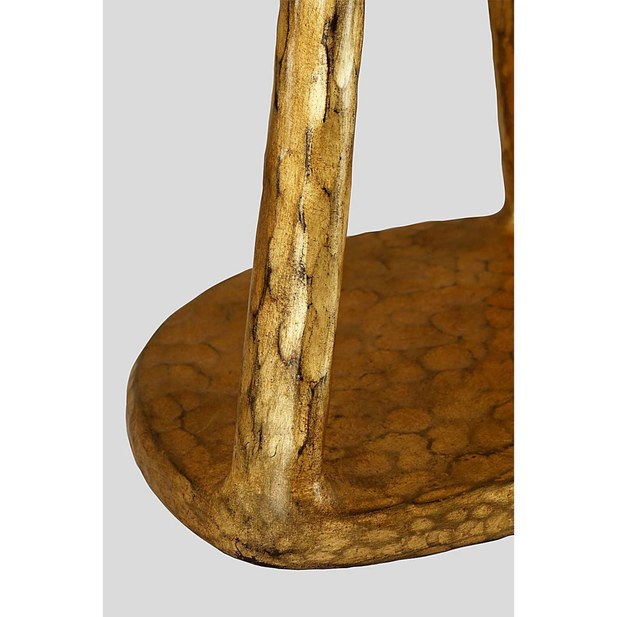 Ian K. Fowler Cesta 28" Sculpted Table Lamp in Gilded Iron with Linen Shade W17.75" x H28"