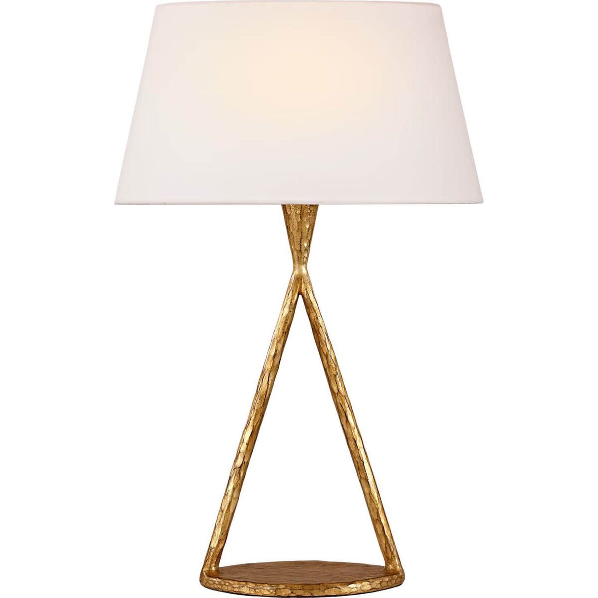 Ian K. Fowler Cesta 28" Sculpted Table Lamp in Gilded Iron with Linen Shade W17.75" x H28"