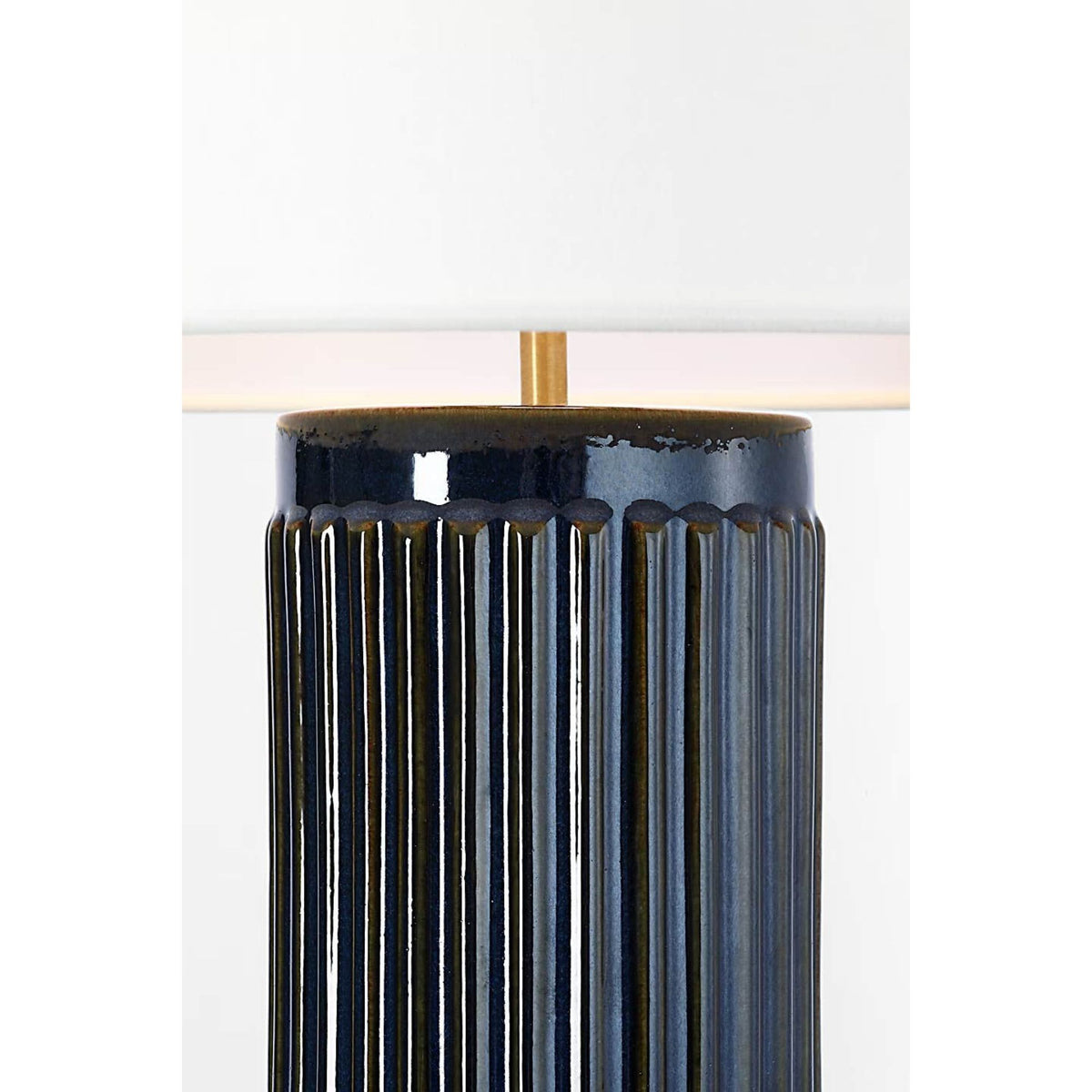 Ian K. Fowler Ellora 28" Table Lamp in Mixed Blue Brown with Linen Shade W19.5" x H28.25"