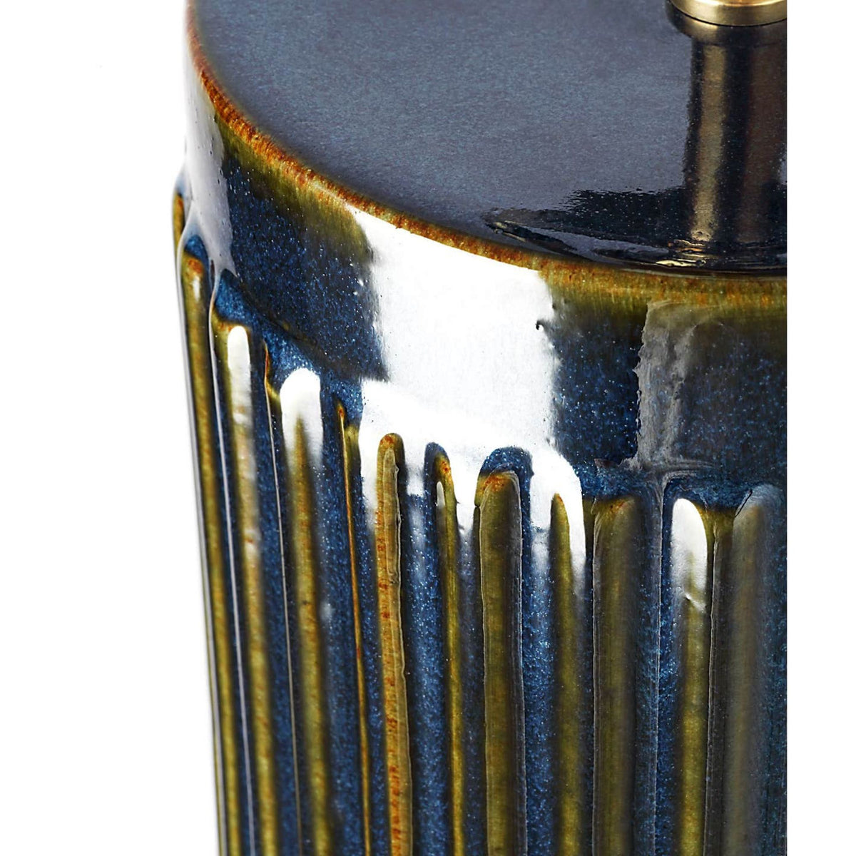 Ian K. Fowler Ellora 28" Table Lamp in Mixed Blue Brown with Linen Shade W19.5" x H28.25"