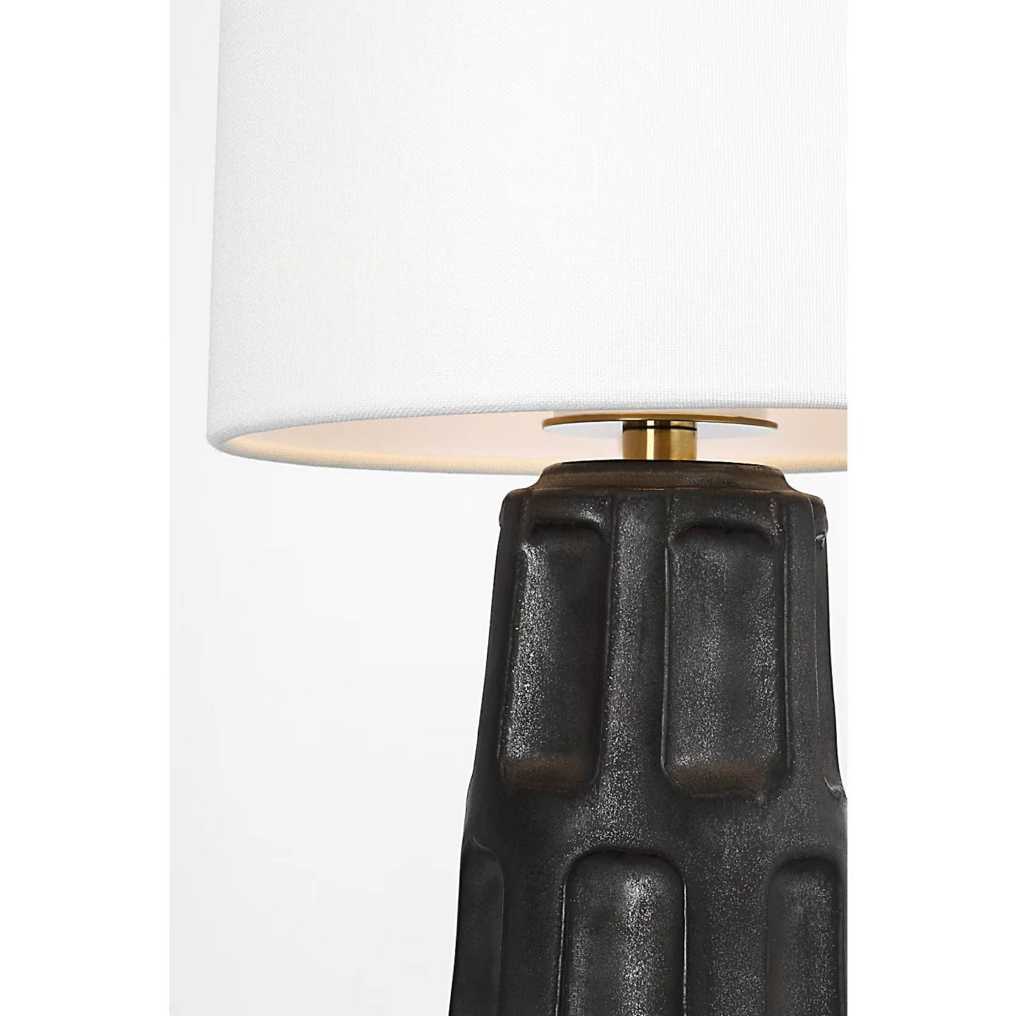 Ian K. Fowler Altamira 13" Cordless Accent Lamp in Stained Black Metallic with Linen Shade W9" x H13"