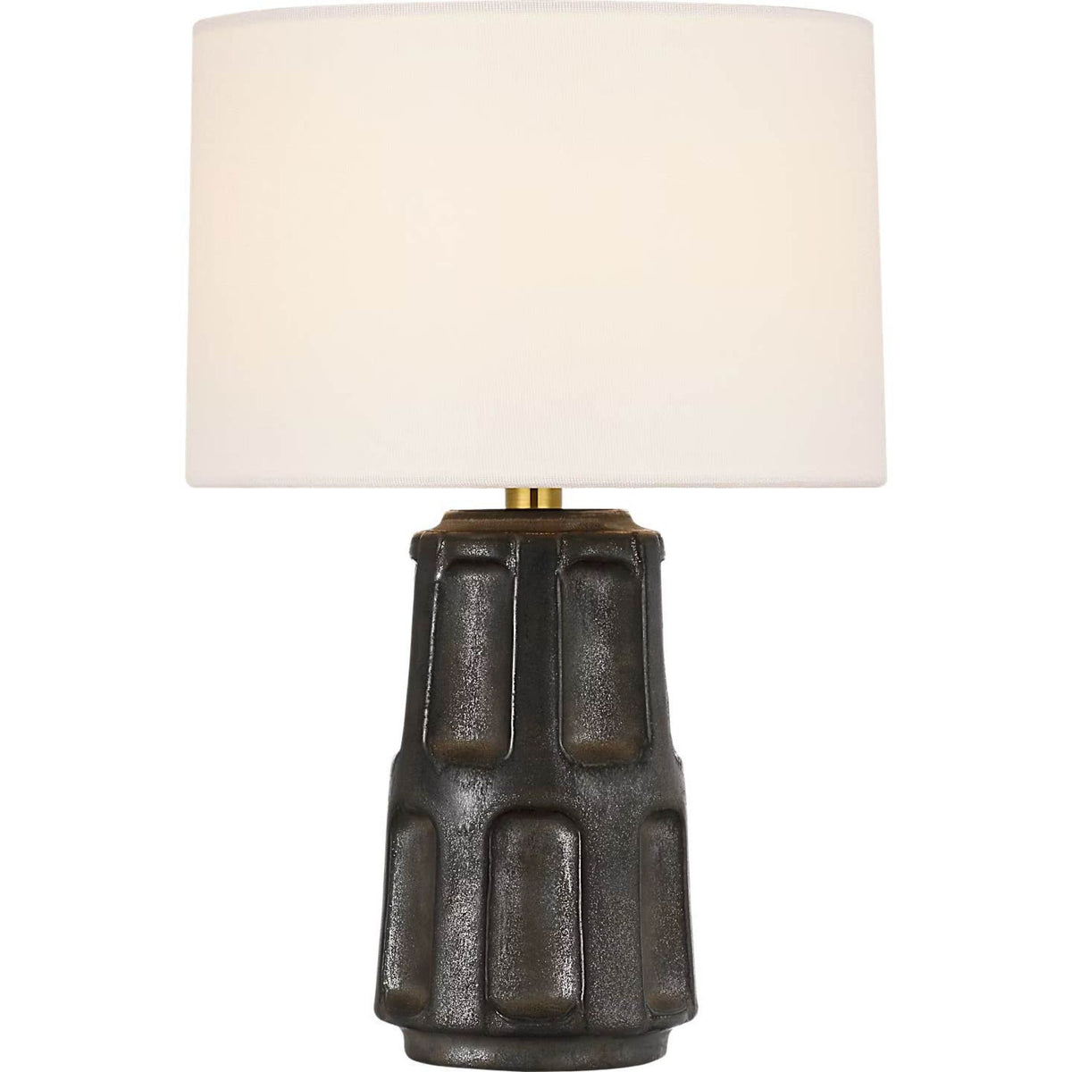 Ian K. Fowler Altamira 13" Cordless Accent Lamp in Stained Black Metallic with Linen Shade W9" x H13"