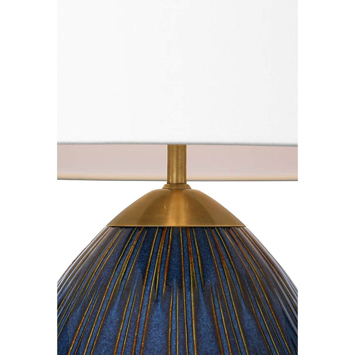 Ian K. Fowler Vesse 28" Table Lamp in Mixed Blue Brown with Linen Shade W21.25" x H28.5"