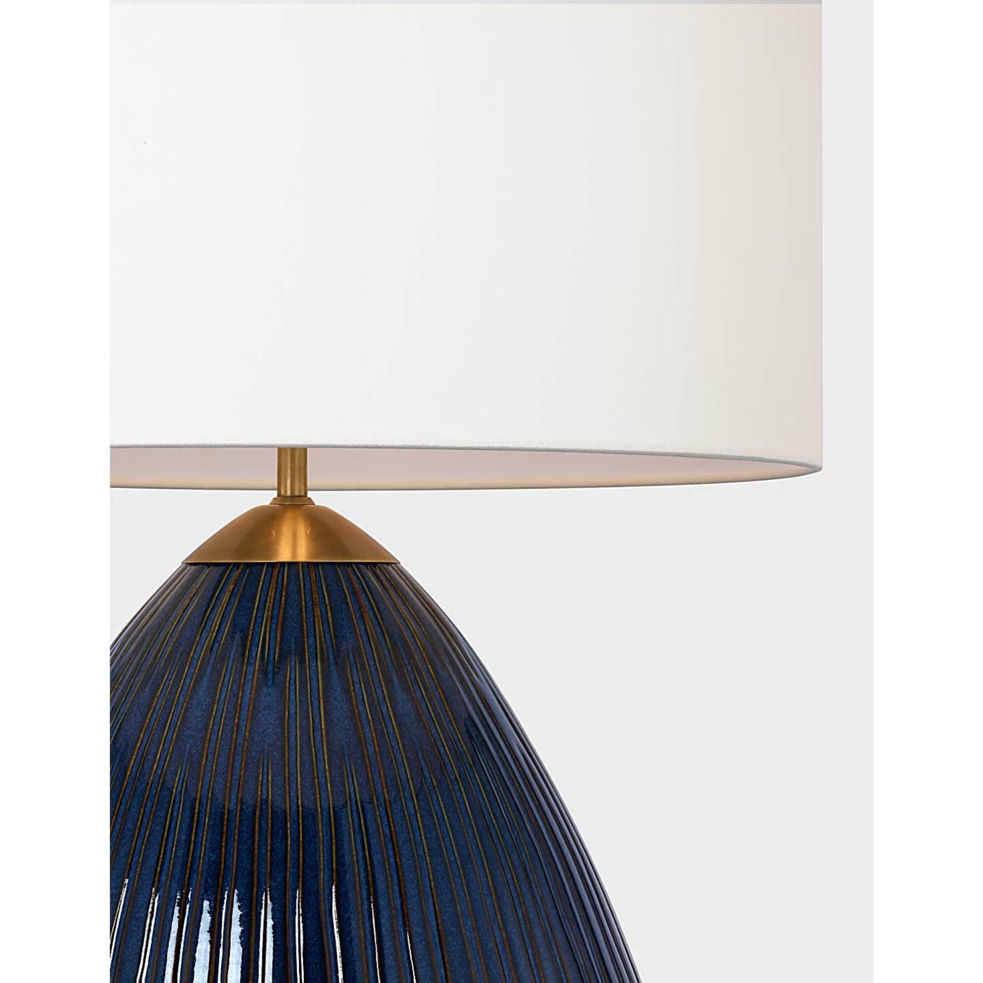 Ian K. Fowler Vesse 28" Table Lamp in Mixed Blue Brown with Linen Shade W21.25" x H28.5"