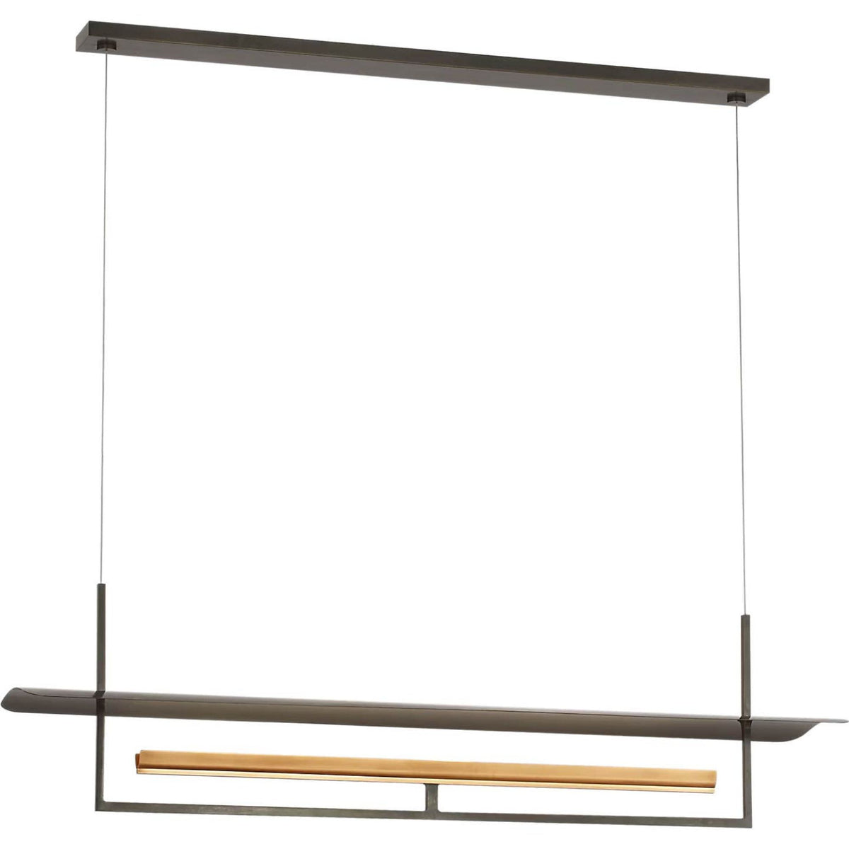 Ian K. Fowler Tristan 54" Reflector Linear Chandelier in Bronze and Hand-Rubbed Antique Brass W10" x 54"