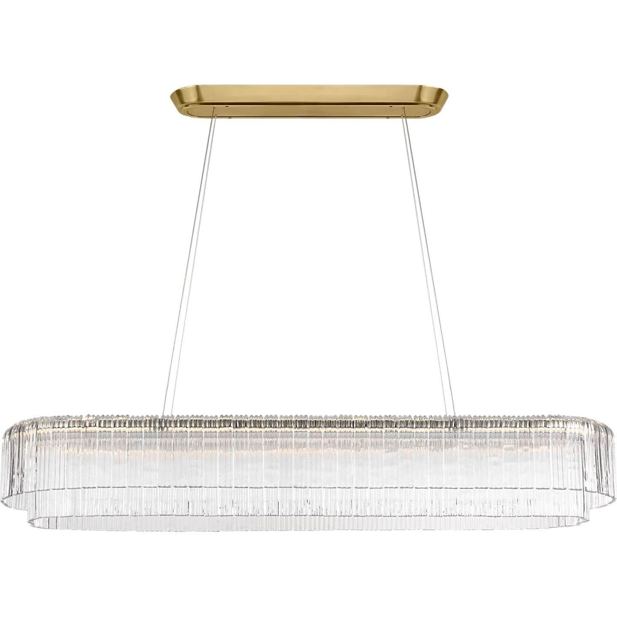 Ian K. Fowler Maderno 55" Linear Chandelier in Hand-Rubbed Antique Brass with Clear Glass W13" x 54.5"