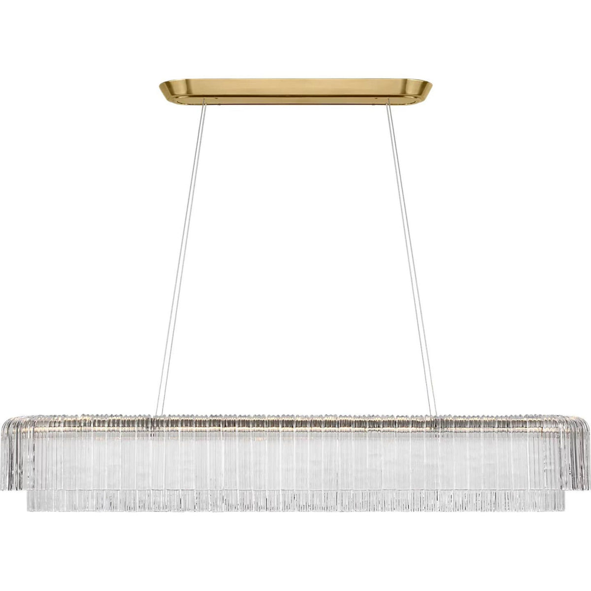 Ian K. Fowler Maderno 55" Linear Chandelier in Hand-Rubbed Antique Brass with Clear Glass W13" x 54.5"