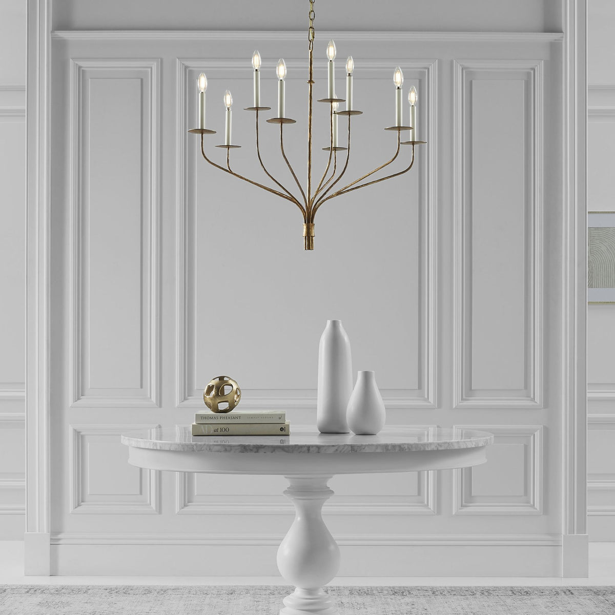 Ian K. Fowler Belfair Large Two-Tier Chandelier in Gilded Iron W36.25" x H29.5"
