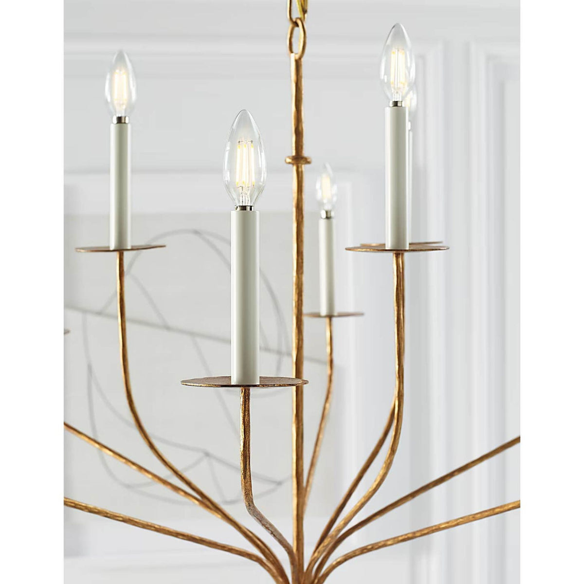 Ian K. Fowler Belfair Large Two-Tier Chandelier in Gilded Iron W36.25" x H29.5"