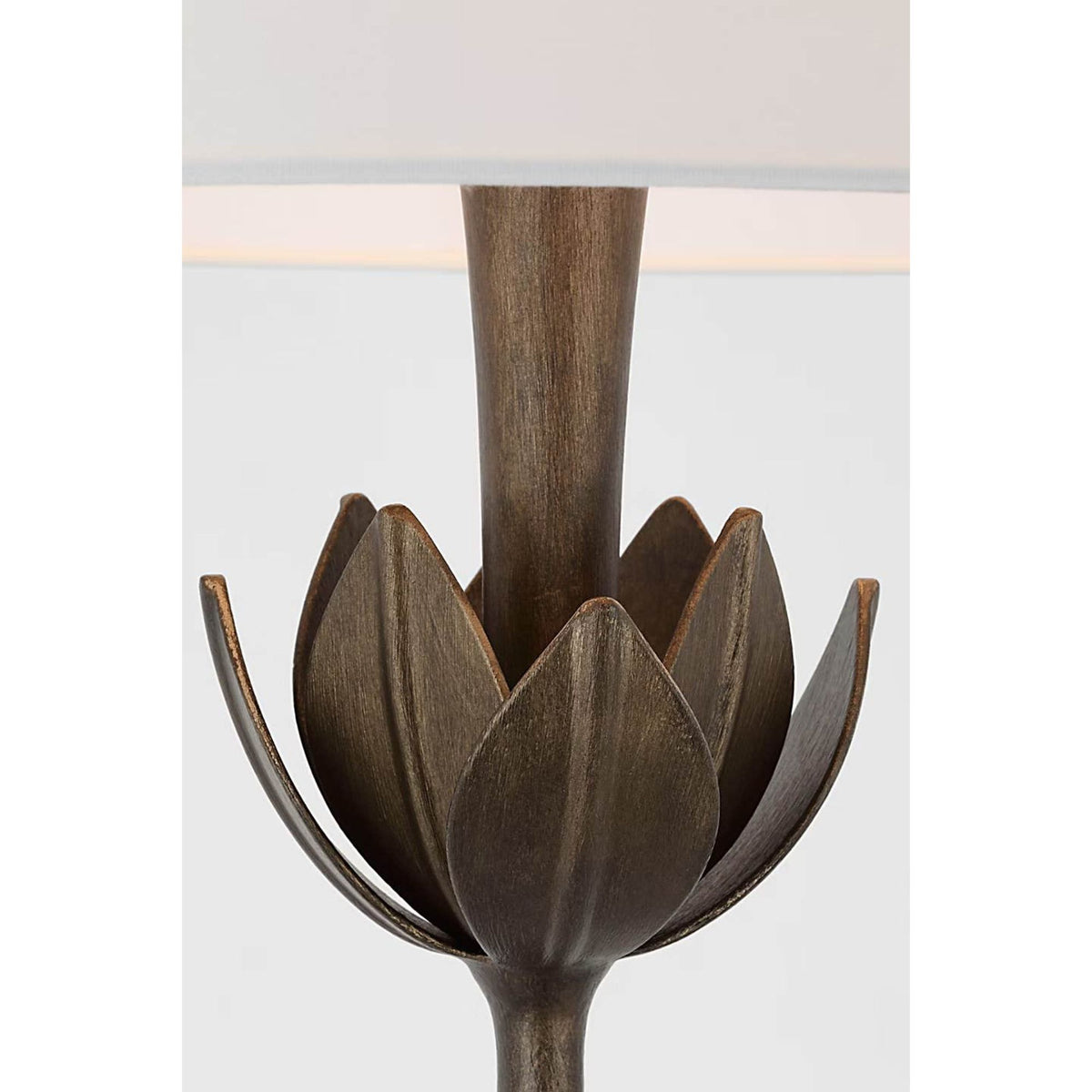 Julie Neill Alberto Large Floor Lamp in Antique Bronze Leaf with Linen Shade W18" x H60"