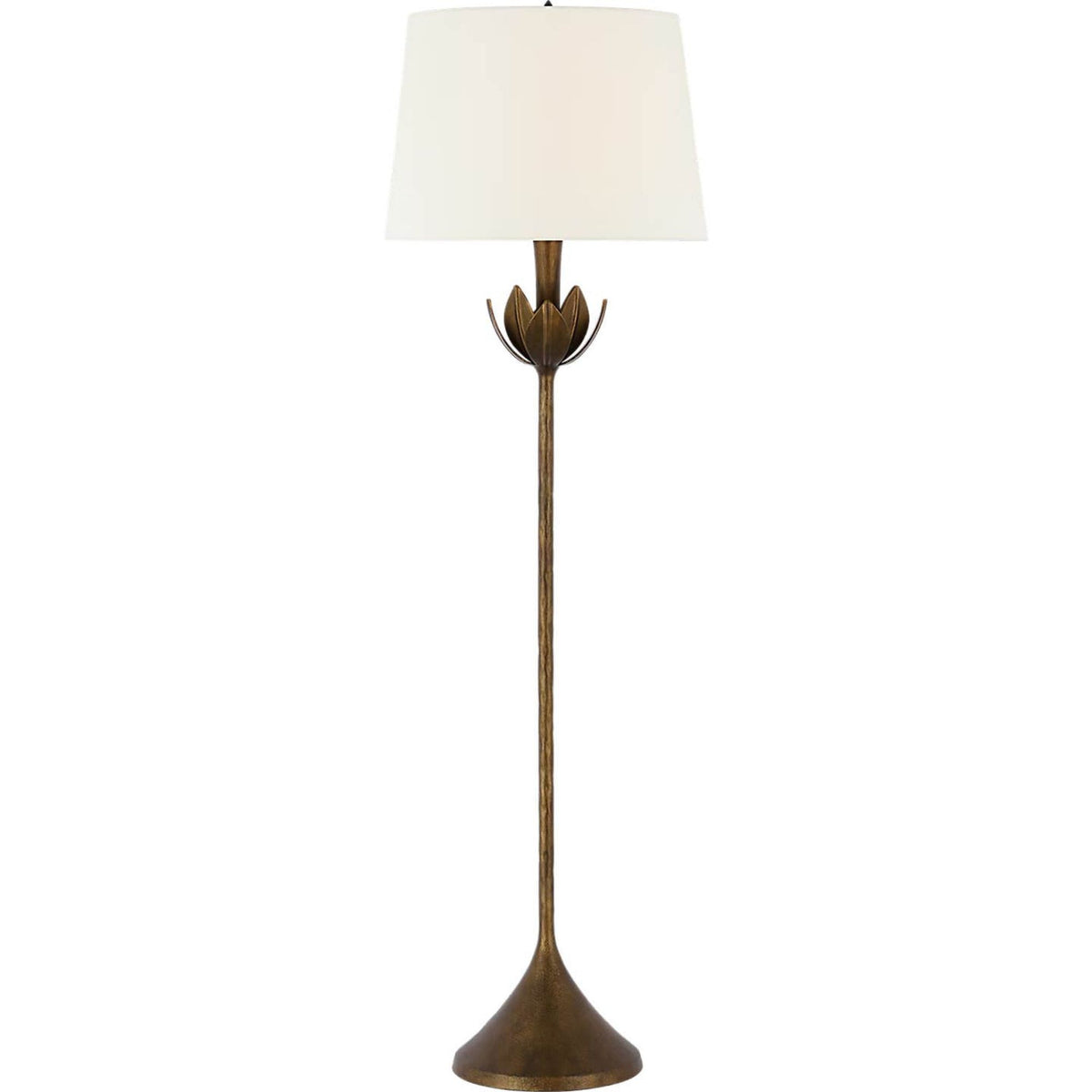 Julie Neill Alberto Large Floor Lamp in Antique Bronze Leaf with Linen Shade W18" x H60"