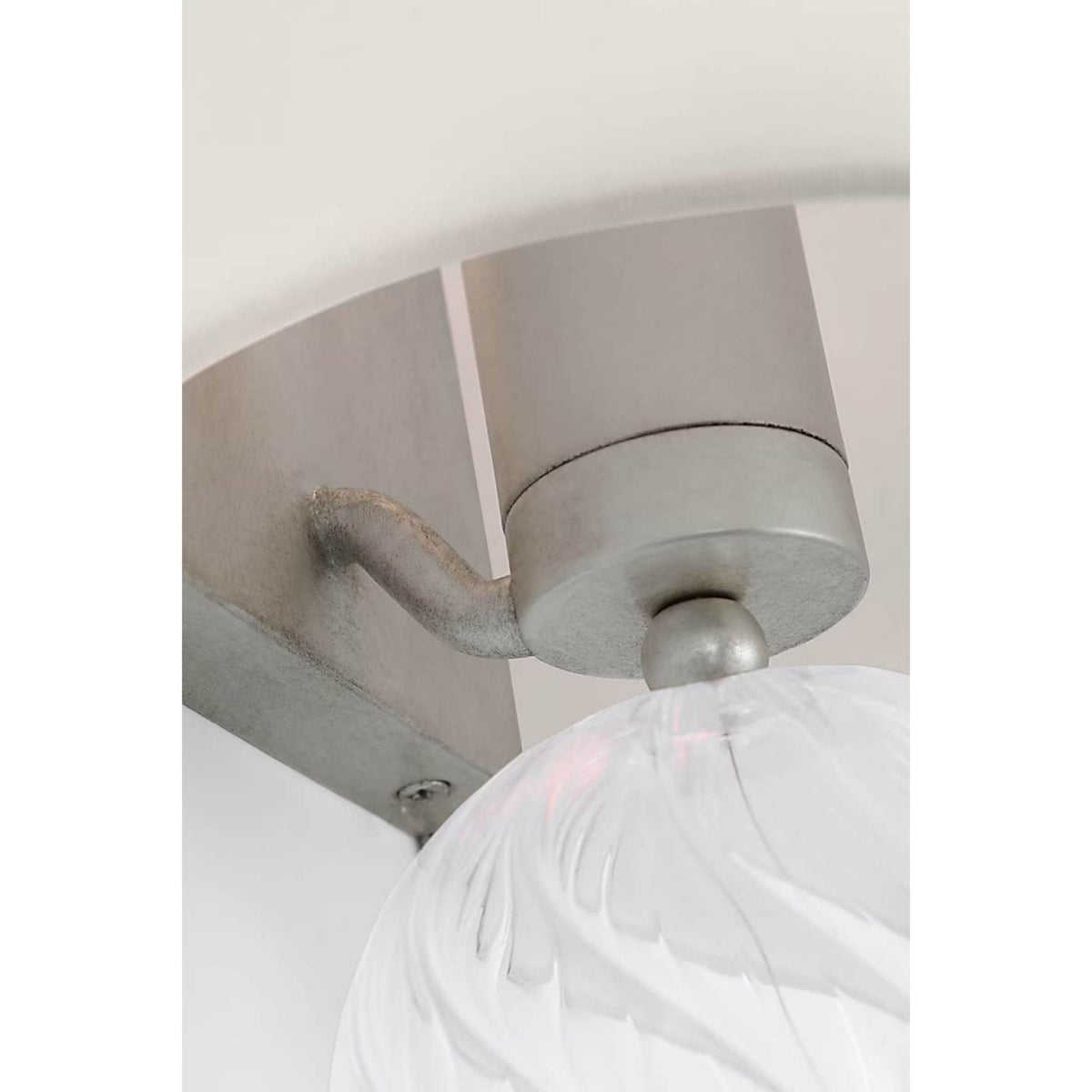 Julie Neill Talia 18" Sconce in Burnished Silver Leaf and Clear Swirled Glass with Linen Shade W10" x H18.25" x E7"