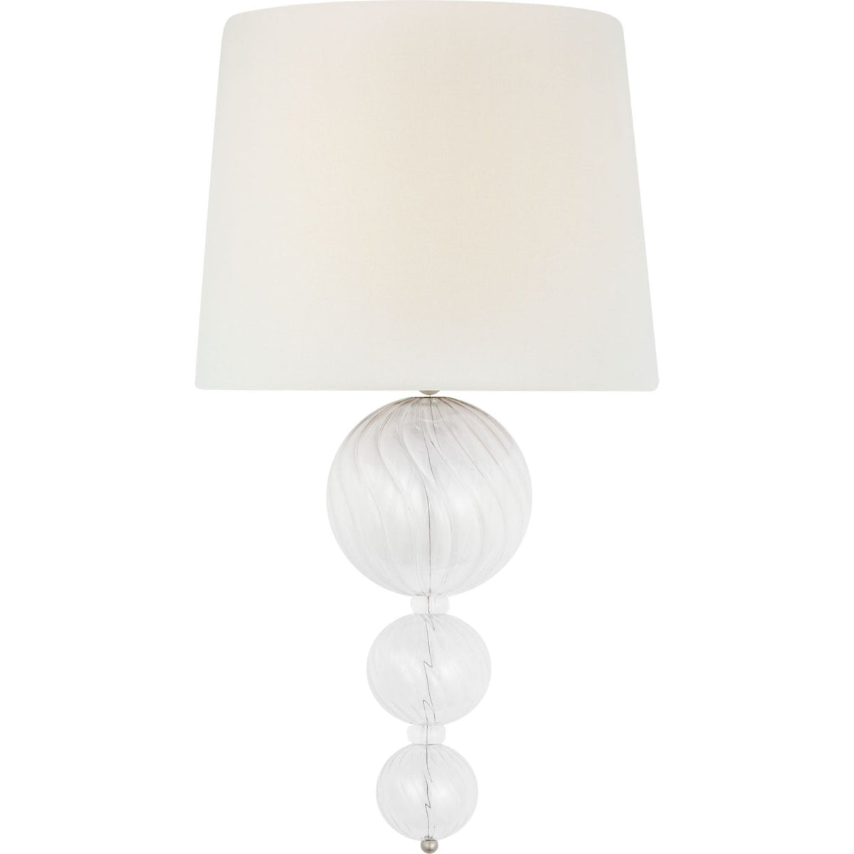 Julie Neill Talia 18" Sconce in Burnished Silver Leaf and Clear Swirled Glass with Linen Shade W10" x H18.25" x E7"