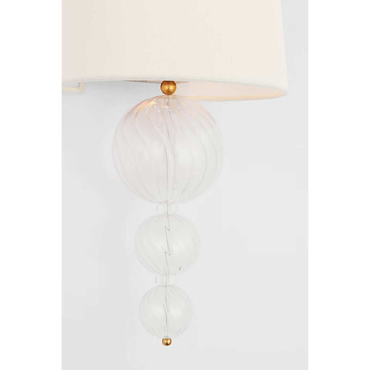 Julie Neill Talia 18" Sconce in Gild and Clear Swirled Glass with Linen Shade W10" x H18.25" x E7"