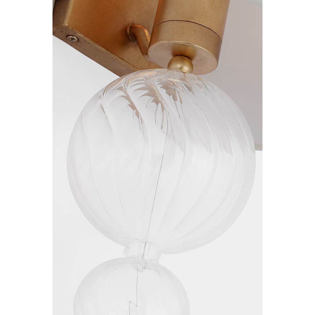 Julie Neill Talia 18" Sconce in Gild and Clear Swirled Glass with Linen Shade W10" x H18.25" x E7"