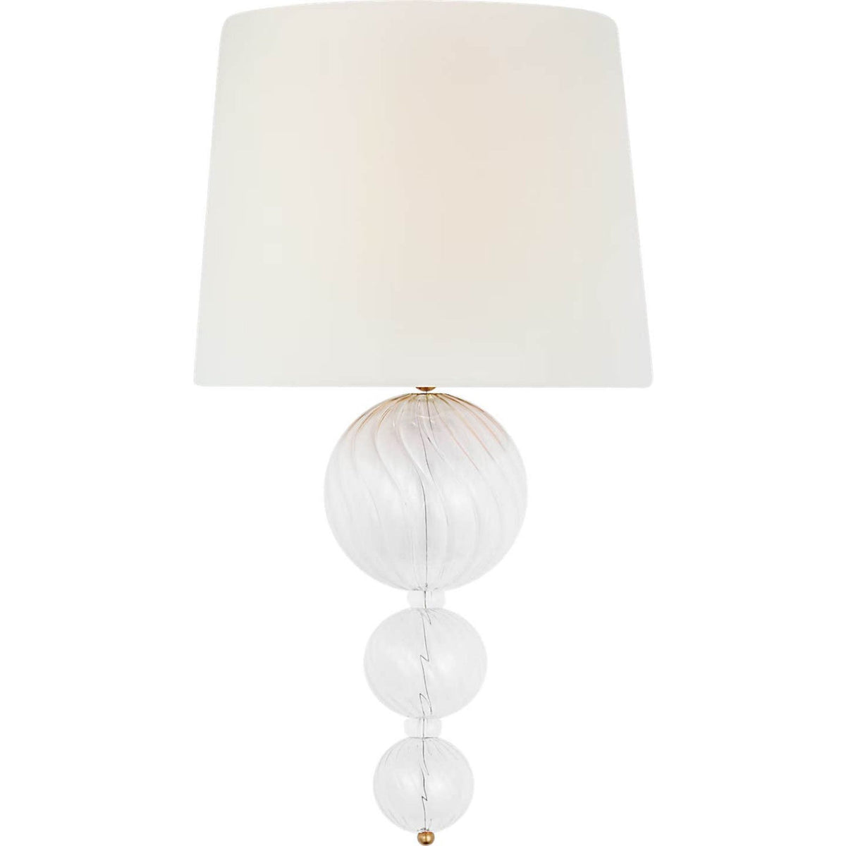 Julie Neill Talia 18" Sconce in Gild and Clear Swirled Glass with Linen Shade W10" x H18.25" x E7"