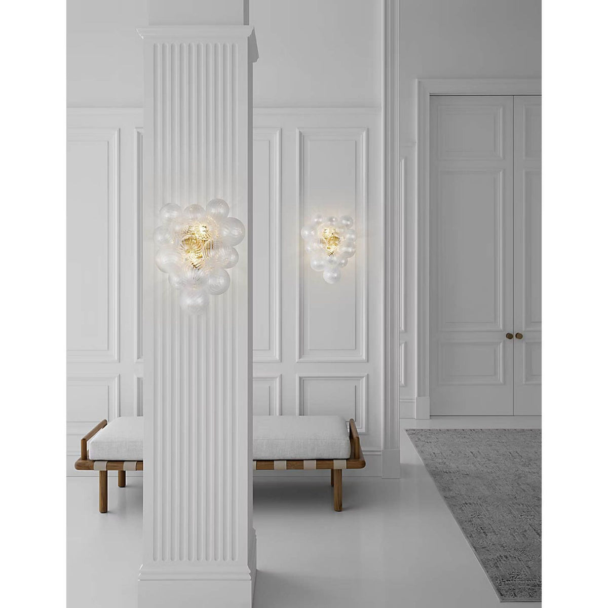 Julie Neill Talia Medium Sconce in Gild with Clear Swirled Glass W14.75" x H17" x E8.75"