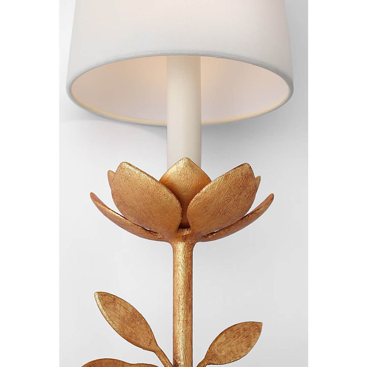 Julie Neill Clementine 34" Tail Sconce in Antique Gold Leaf with Linen Shade W9" x H34.75" x E8.25"