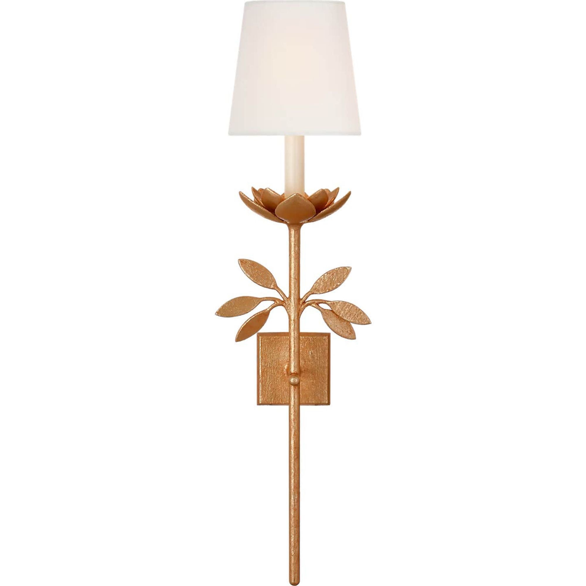 Julie Neill Clementine 34" Tail Sconce in Antique Gold Leaf with Linen Shade W9" x H34.75" x E8.25"