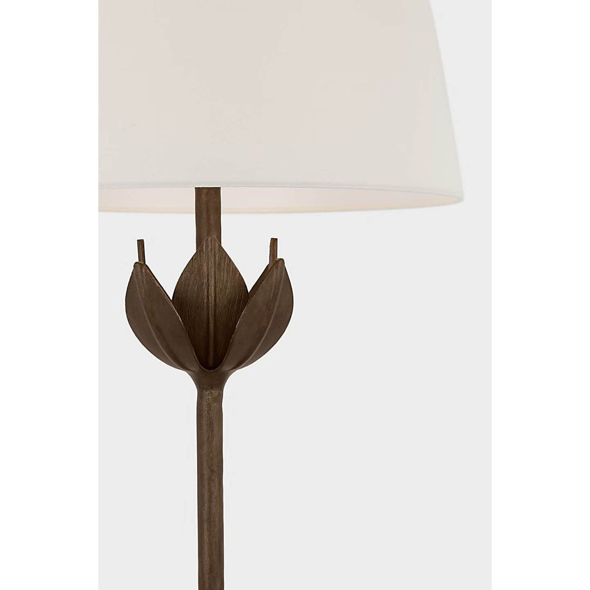 Julie Neill Alberto Large Table Lamp in Antique Bronze Leaf with Linen Shade W17" x H32.25"