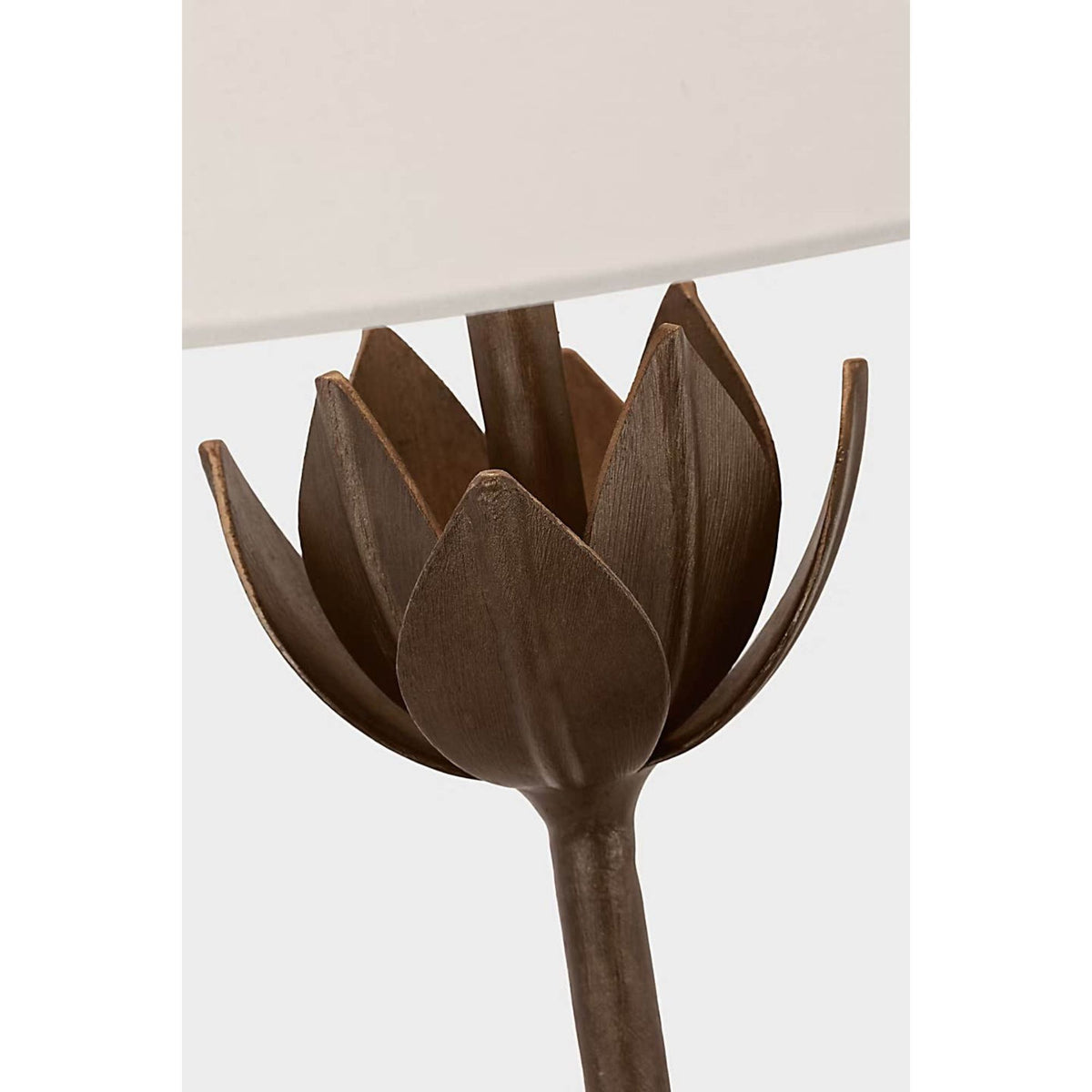 Julie Neill Alberto Large Table Lamp in Antique Bronze Leaf with Linen Shade W17" x H32.25"