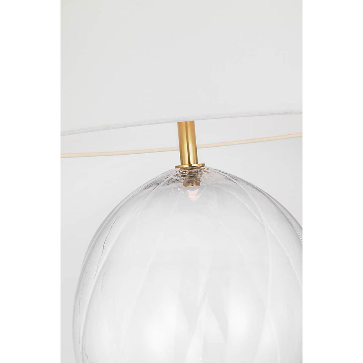 Julie Neill Talia Medium Cordless Table Lamp in Clear Glass with Linen Shade W19" x H29.5"