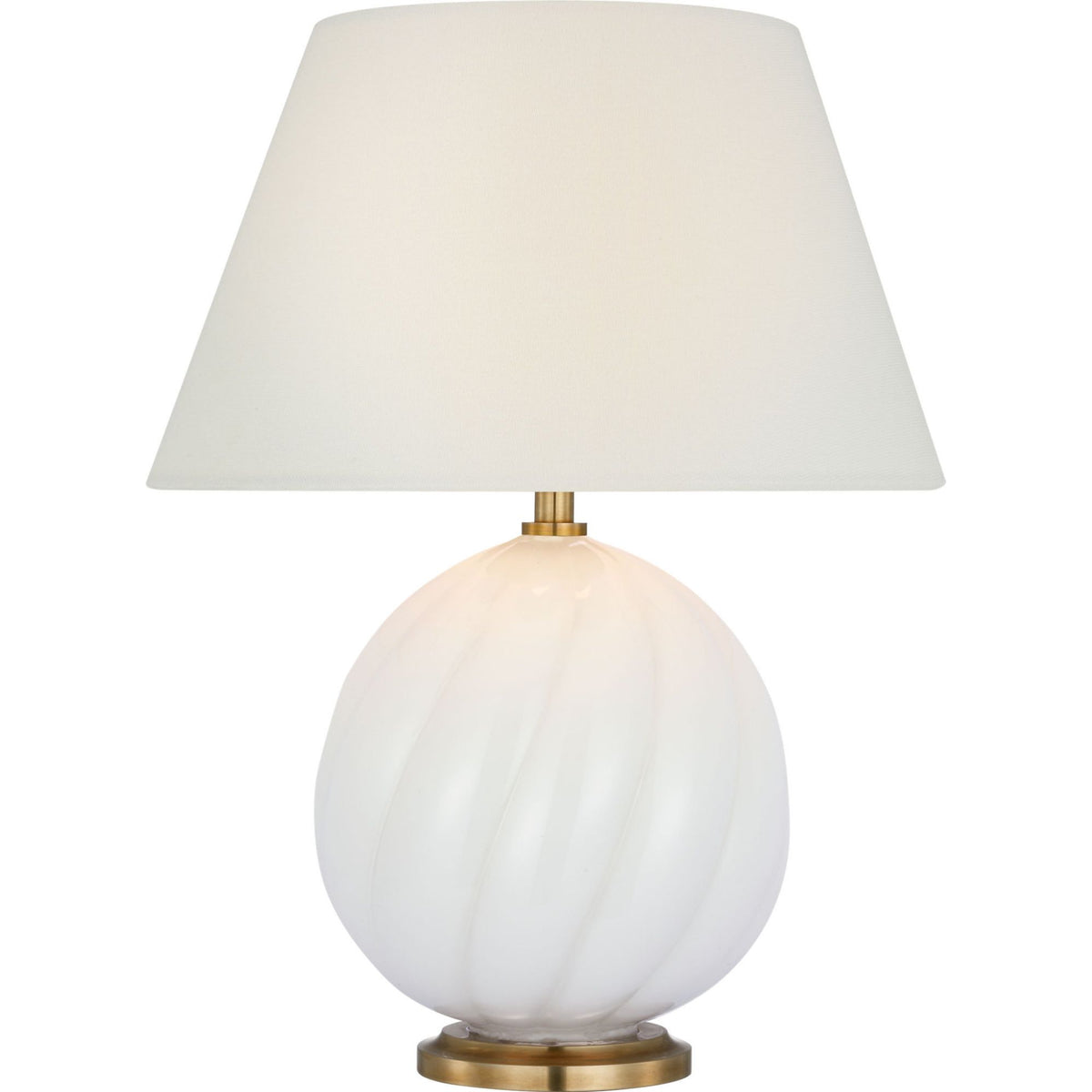Julie Neill Talia 13" Cordless Accent Lamp in White Glass with Linen Shade W9.75" x H13"