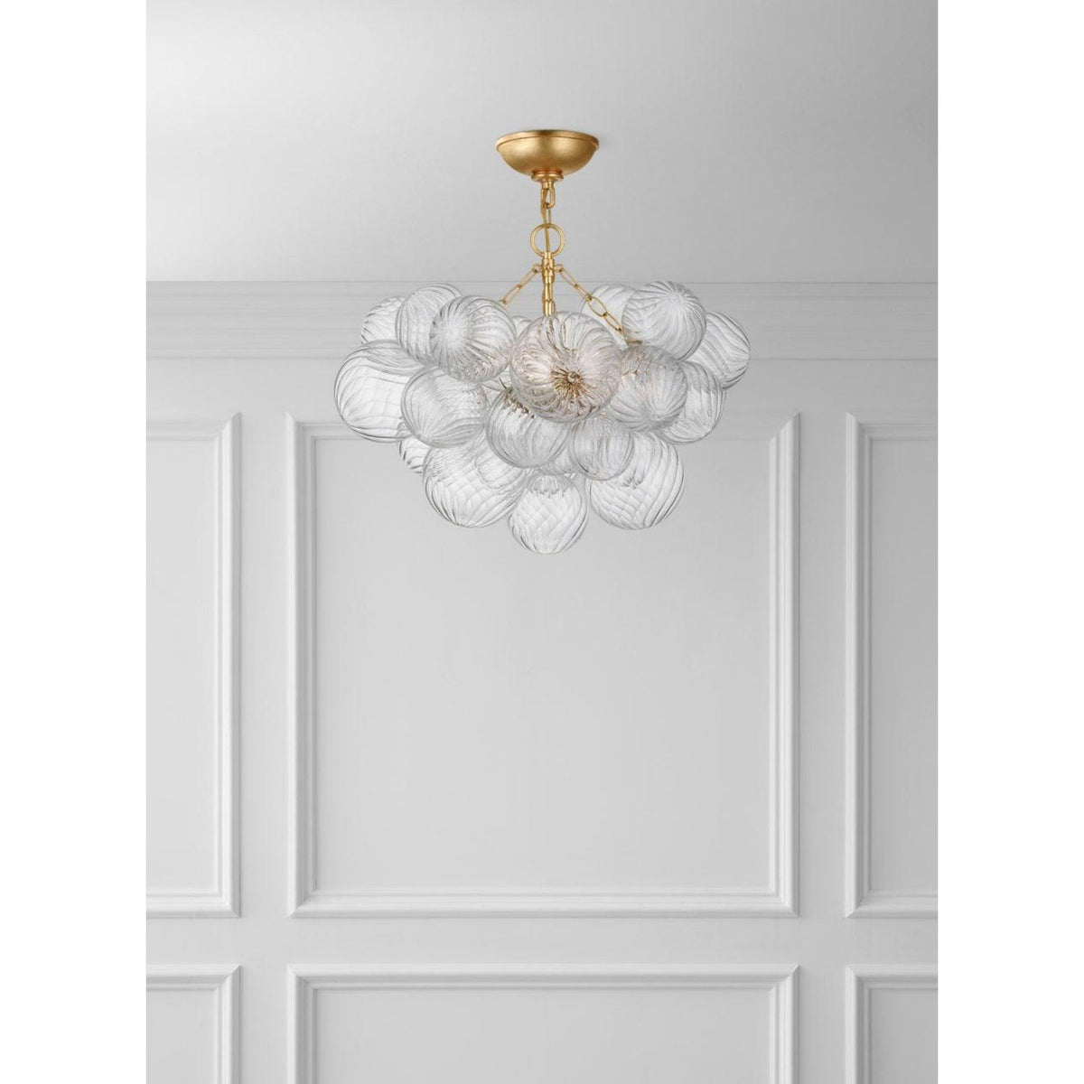 Julie Neill Talia 24" Semi-Flush Mount in Gild and Clear Swirled Glass W24" x H23"