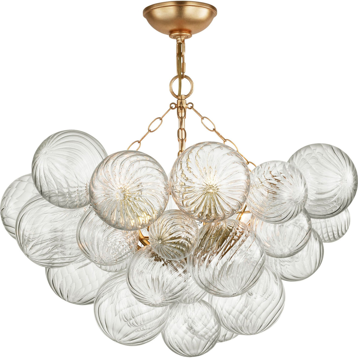 Julie Neill Talia 29" Semi-Flush Mount in Gild and Clear Swirled Glass W29.25" x H28"