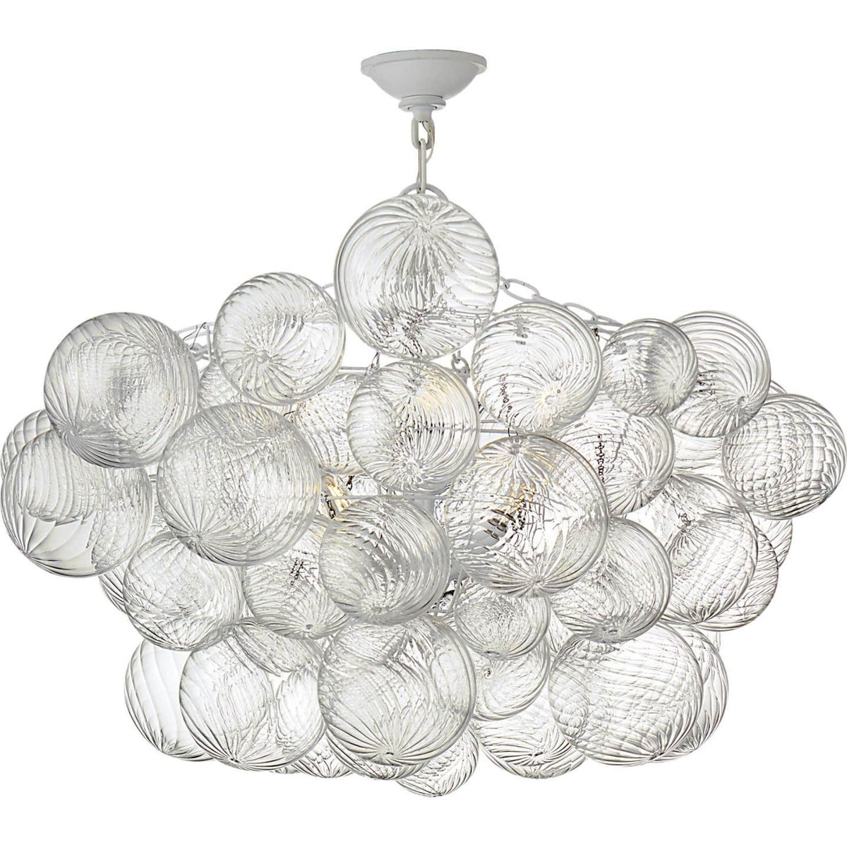 Julie Neill Talia 33" Semi-Flush Mount in Plaster White and Clear Swirled Glass W33" x H29"
