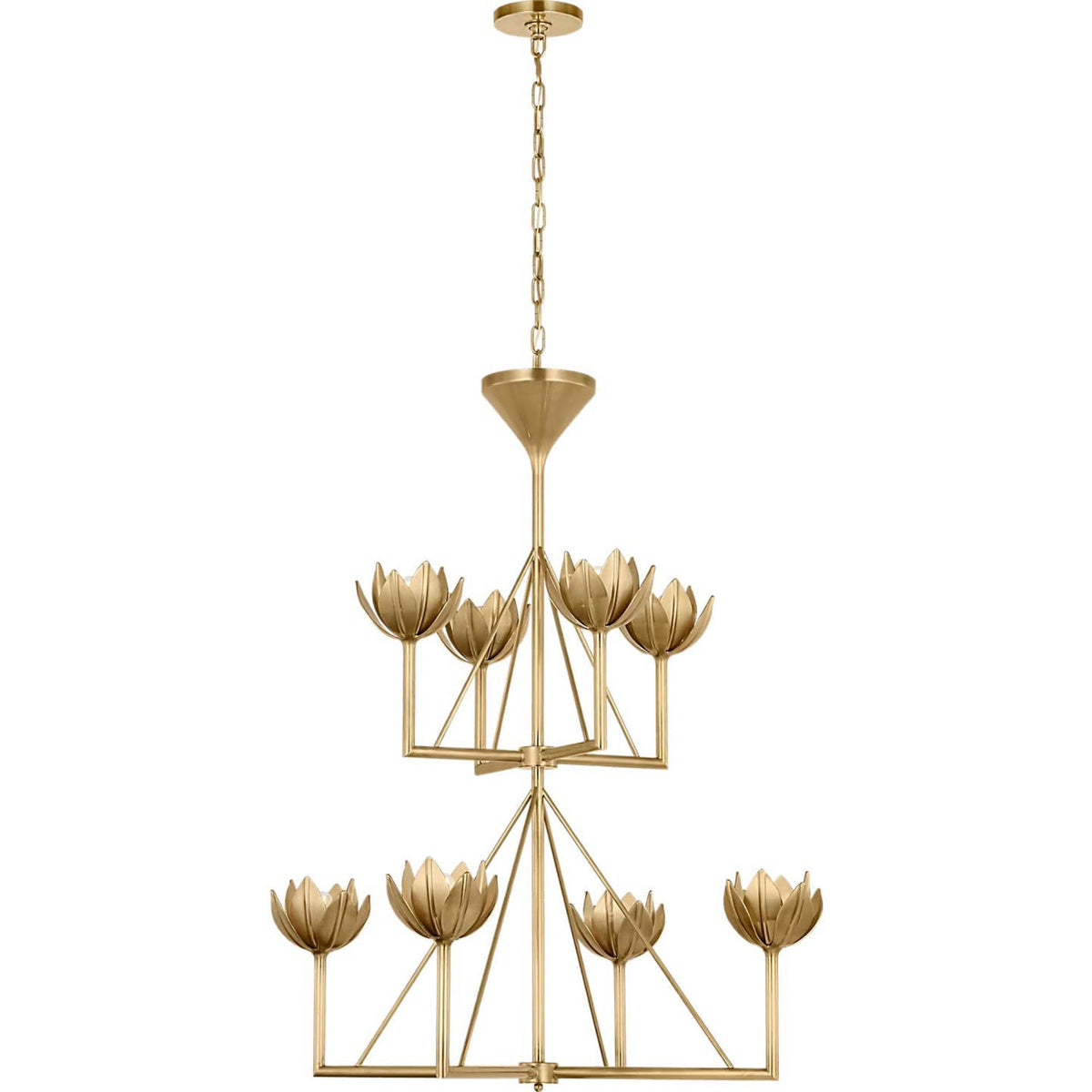 Julie Neill Alberto Medium Two Tier Chandelier in Antique-Burnished Brass W35.5" x H43"